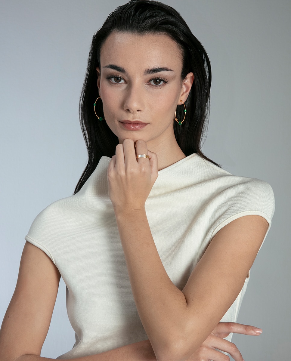 Pendientes de mujer trend de plata de primera ley con baño de oro - Viceroy - Verde Verde-3