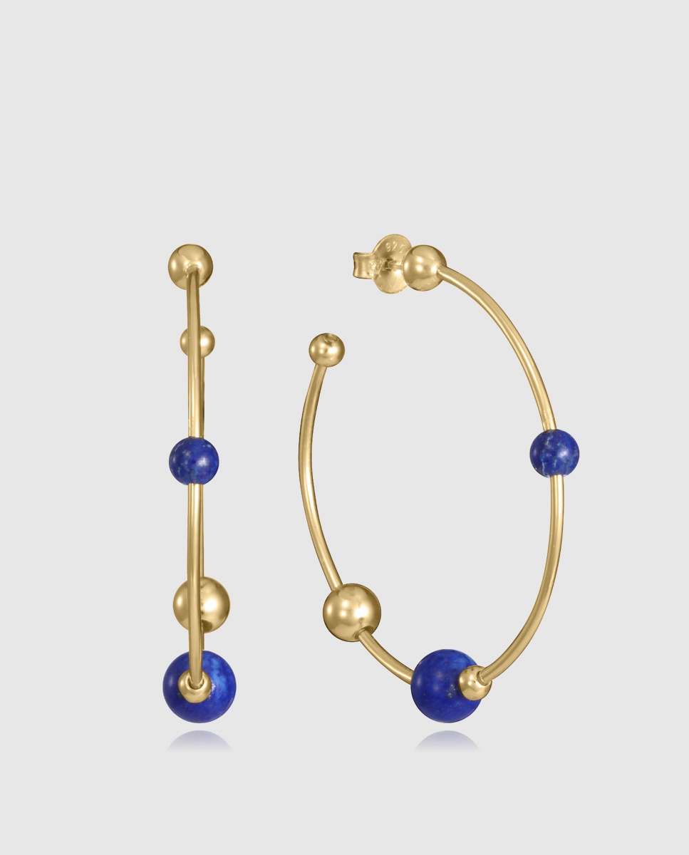 Imagen 0 de Pendientes de mujer trend de plata de primera ley con baño de oro Azul