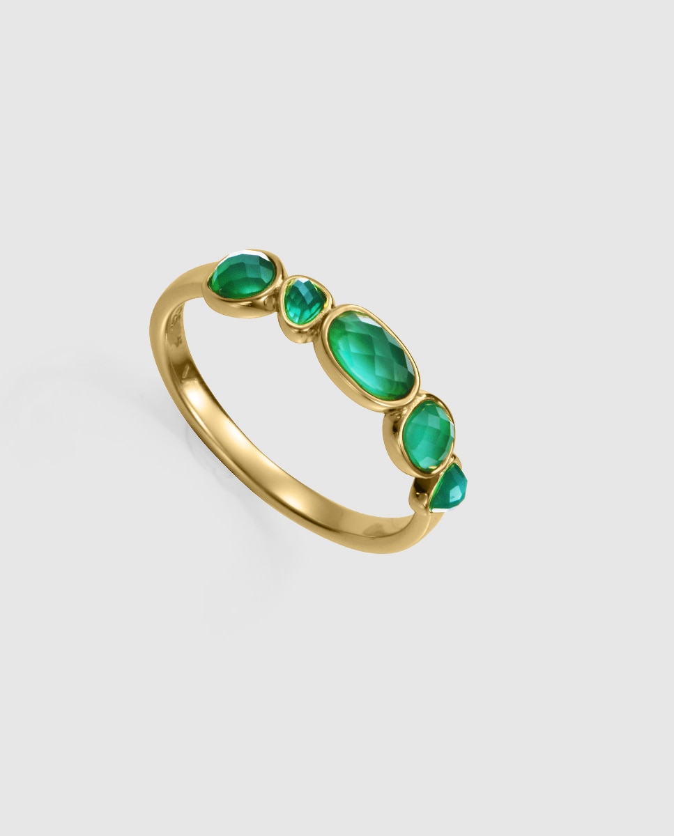 Imagen 0 de Anillo de mujer elegant de plata de primera ley con baño de oro Verde