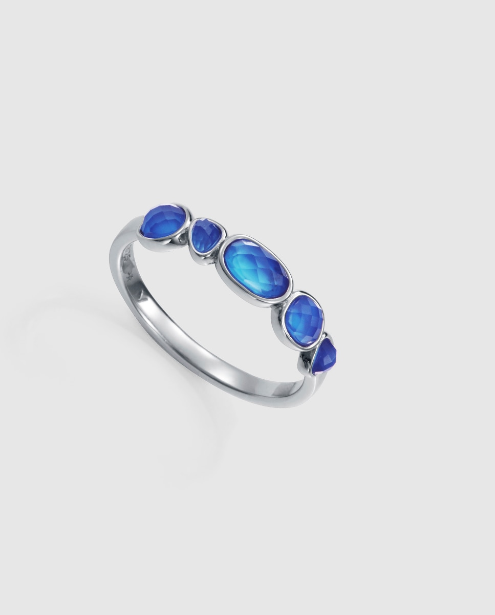 Imagen 0 de Anillo de mujer elegant de plata de primera ley con baño de rodio Azul