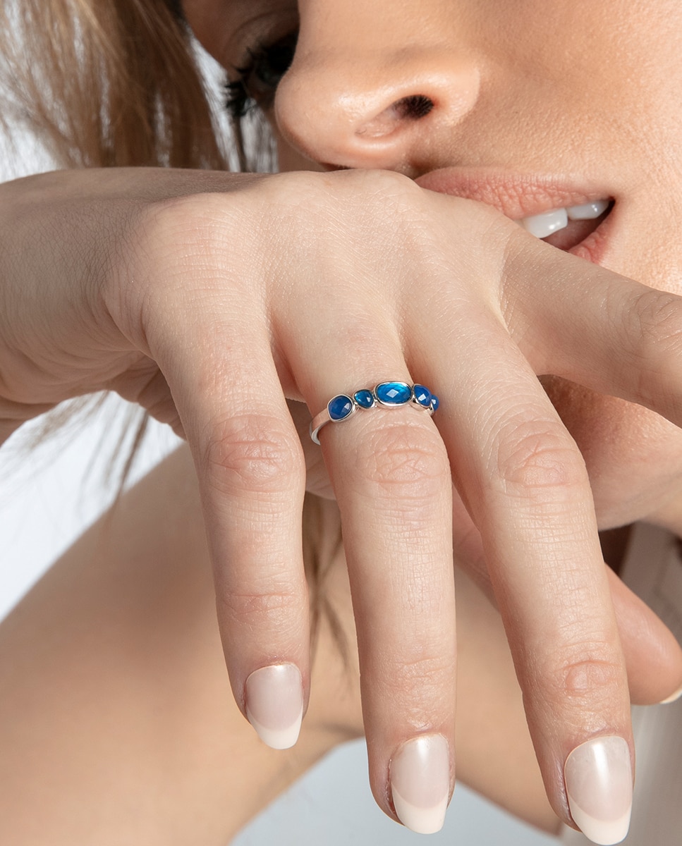 Anillo de mujer elegant de plata de primera ley con baño de rodio - Viceroy - Azul Azul-4