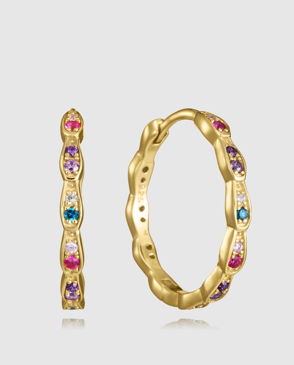 Imagen 0 de Pendientes de mujer trend de plata de primera ley con baño de oro Multicolor