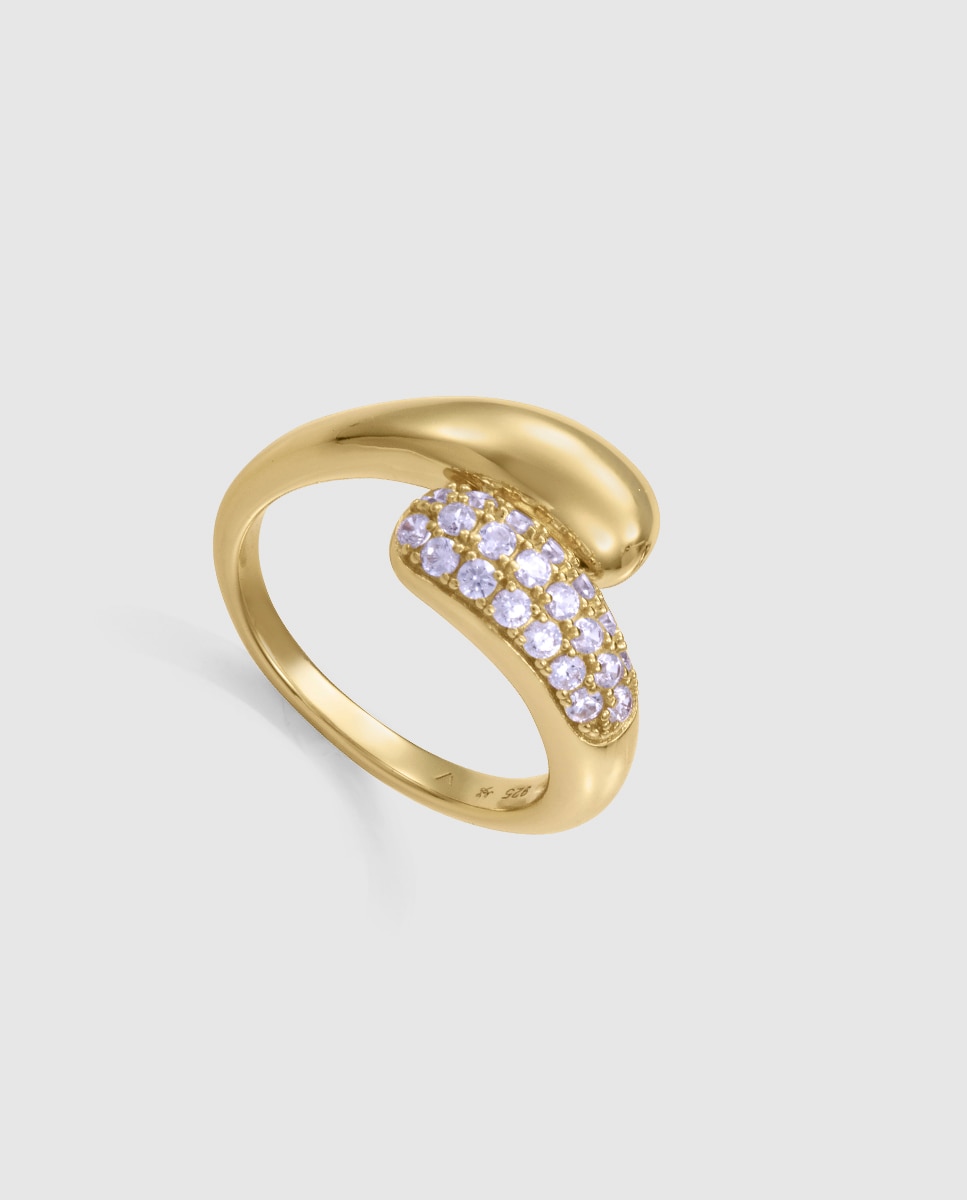 Imagen 0 de Anillo de mujer elegant de plata de primera ley con baño de oro cruzado Dorado