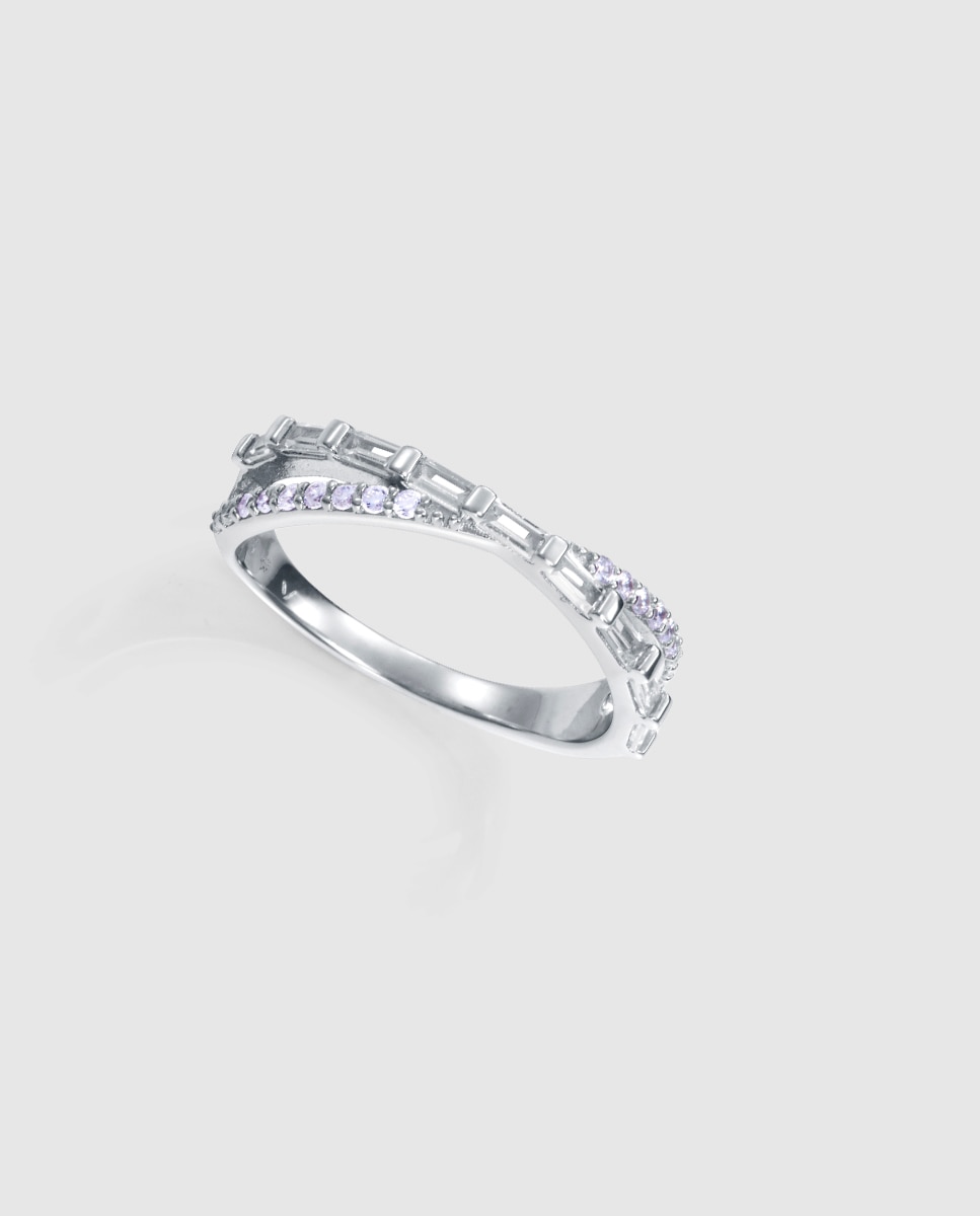 Imagen 0 de Anillo de mujer elegant de plata de primera ley con baño de rodio Plateado
