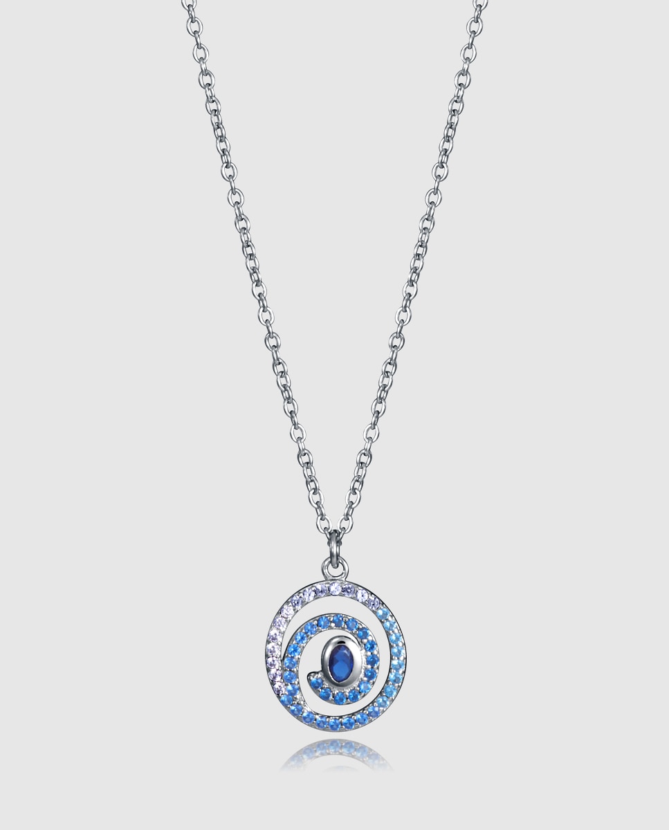 Imagen 0 de Collar de mujer elegant de plata de primera ley con baño de rodio Azul