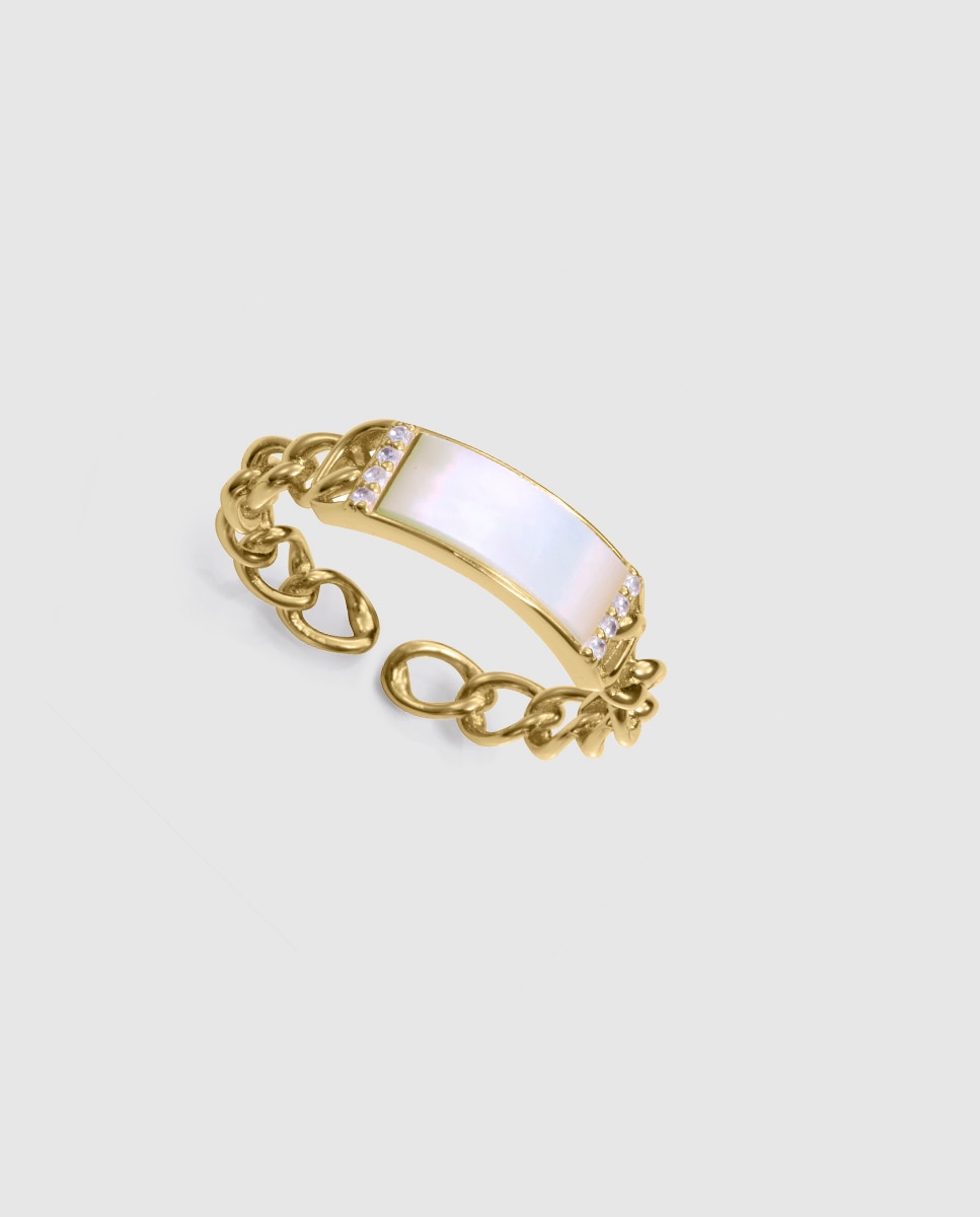Imagen 0 de Anillo de mujer elegant de plata de primera ley con baño de oro Dorado
