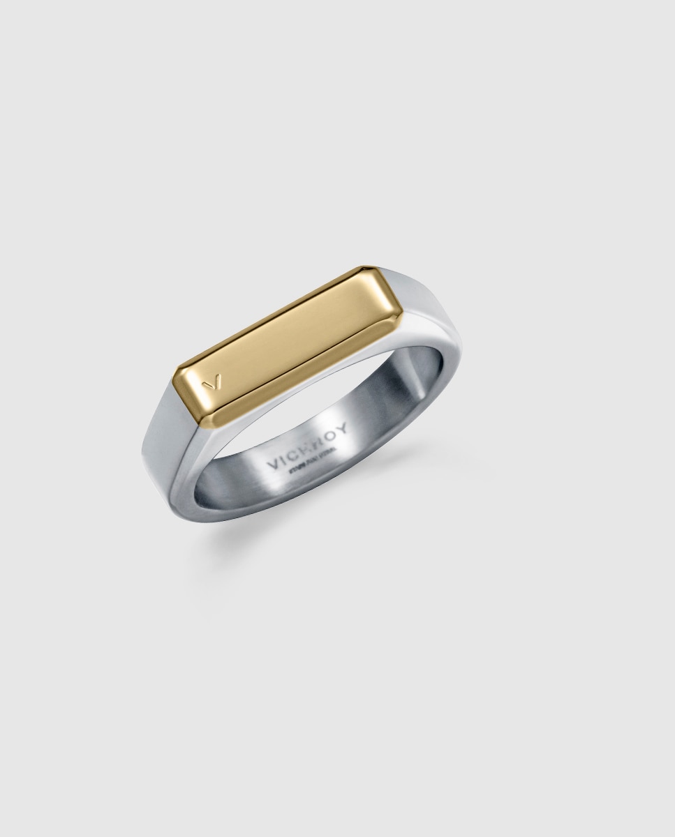 Imagen 0 de Anillo de hombre colección de abraham mateo de acero con ip dorado Naranja