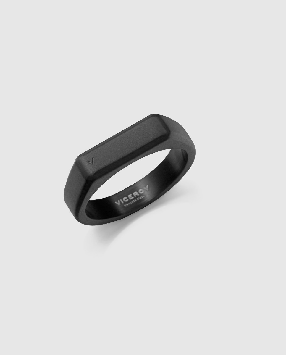 Imagen 0 de Anillo de hombre colección abraham mateo de acero ip negro Natural