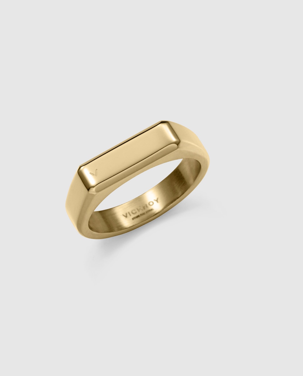 Imagen 0 de Anillo de hombre colección abraham mateo de acero ip dorado Negro