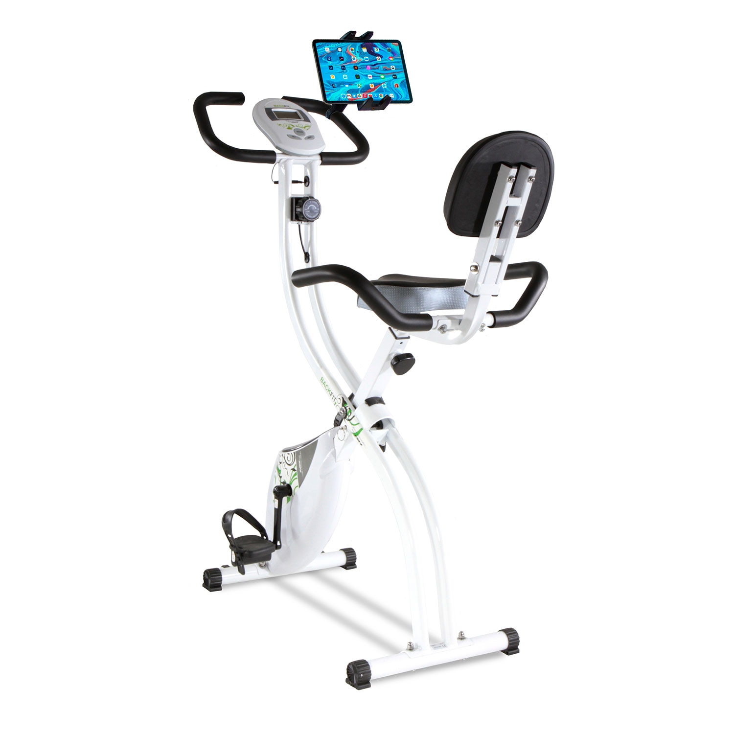 BH Fitness - Bicicleta estática magnética plegable YF91H + soporte para tablet o smartphone con envío gratis, montaje profesional opcional con cargo.