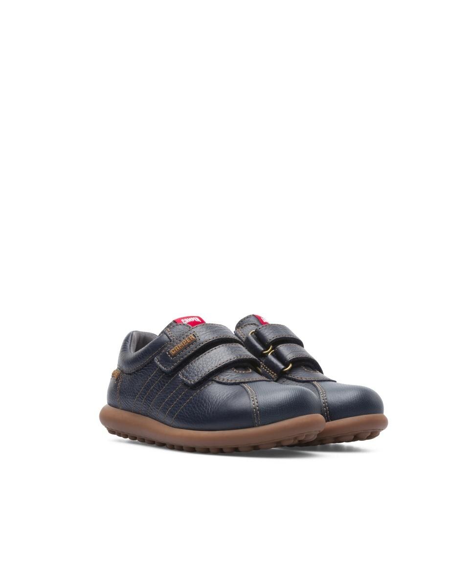 Zapatillas de piel de niño lisas con doble cierre adherente - Camper - Azul marino Azul marino-2