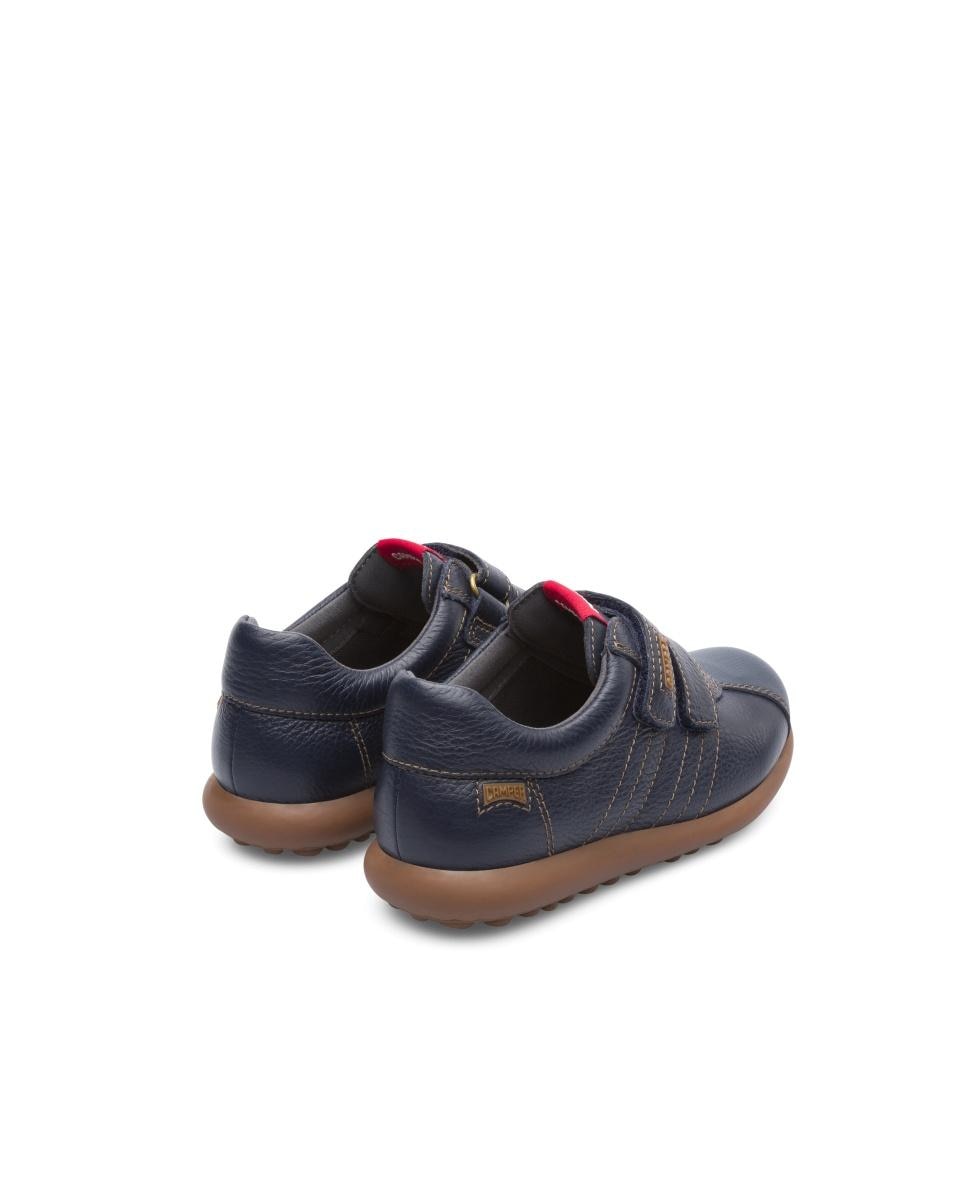 Zapatillas de piel de niño lisas con doble cierre adherente - Camper - Azul marino Azul marino-4