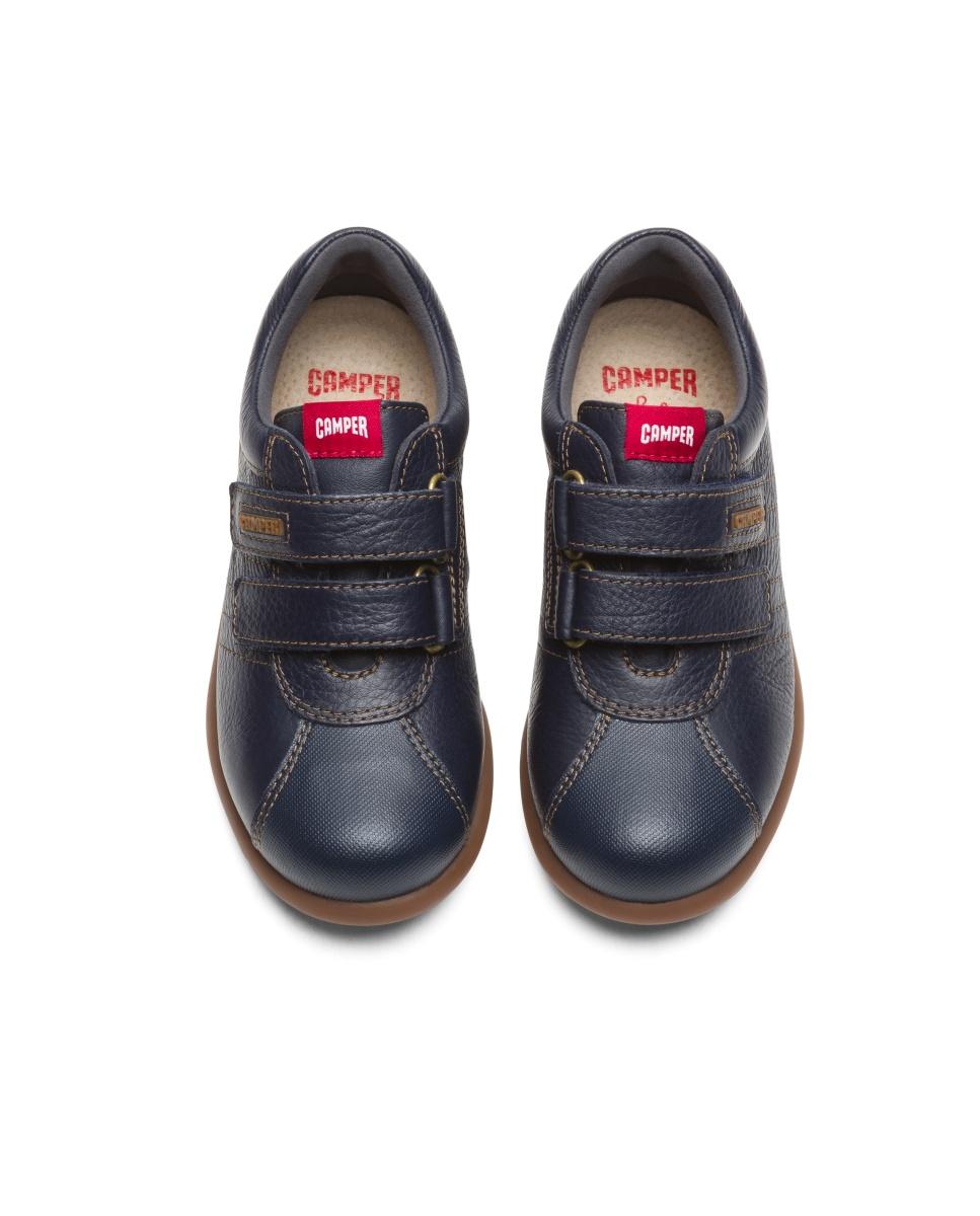 Zapatillas de piel de niño lisas con doble cierre adherente - Camper - Azul marino Azul marino-5