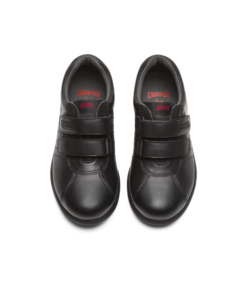 Camper - Zapatillas de piel de niño lisas con doble cierre adherente.