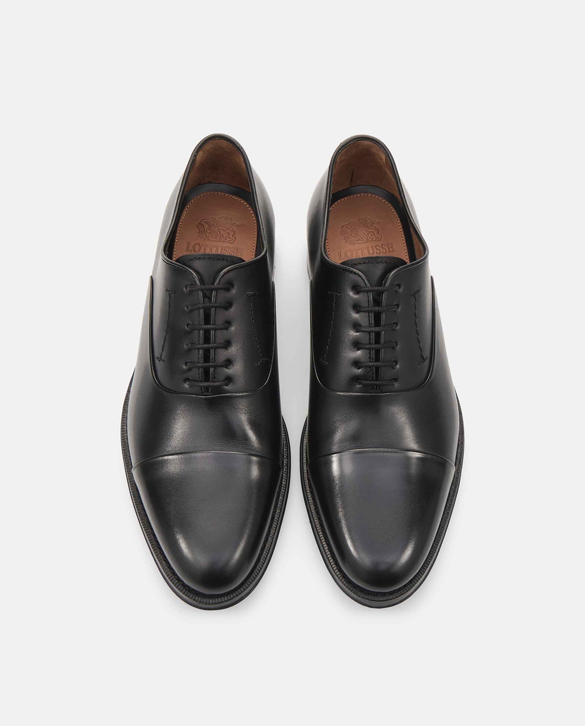 Zapatos oxford premium de piel de vacuno de hombre - Lottusse - Negro Negro-6
