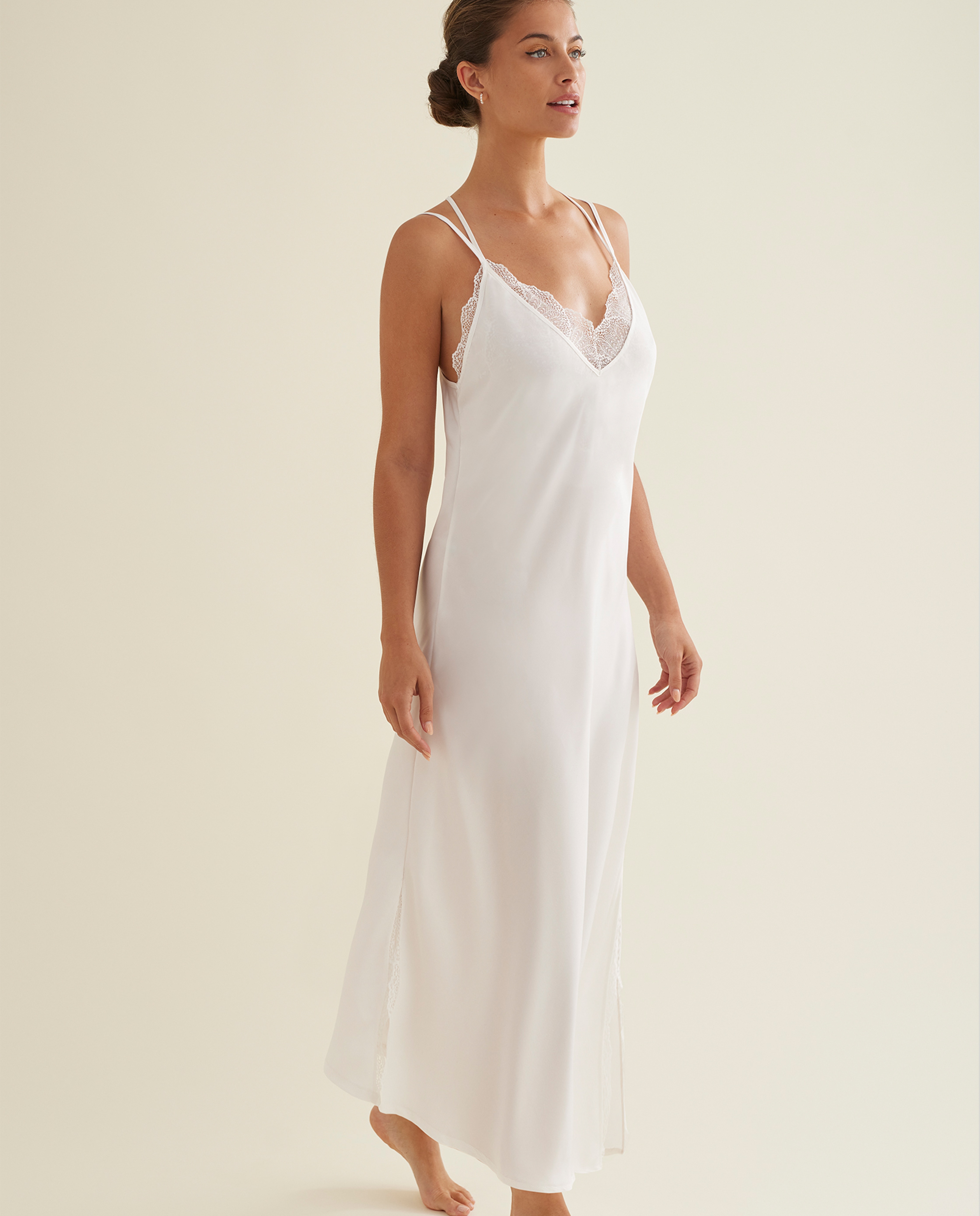 Camisón lencero largo - Promise - Blanco Blanco-1