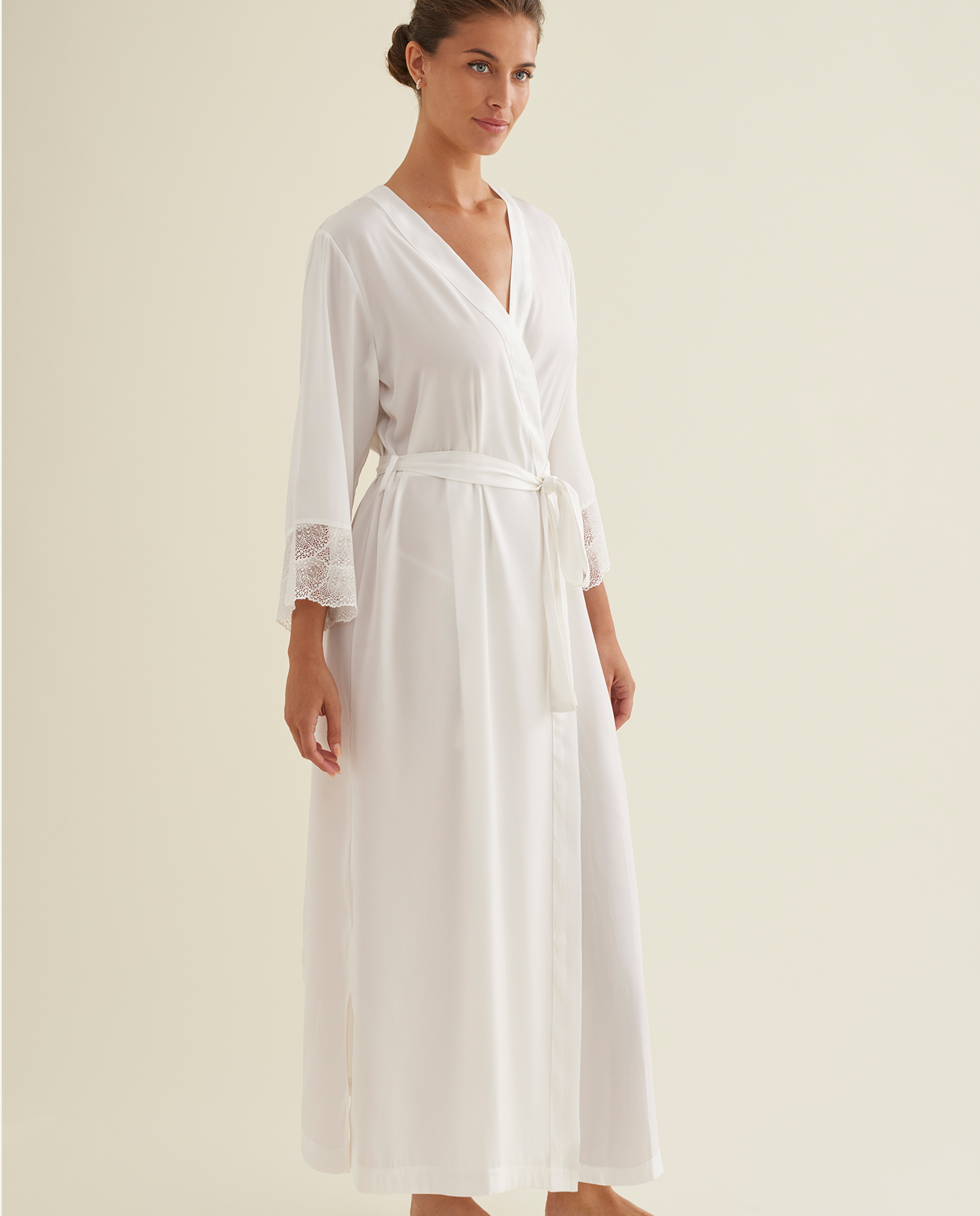 Imagen 3 de Bata de mujer lencera larga - Promise - Blanco Blanco