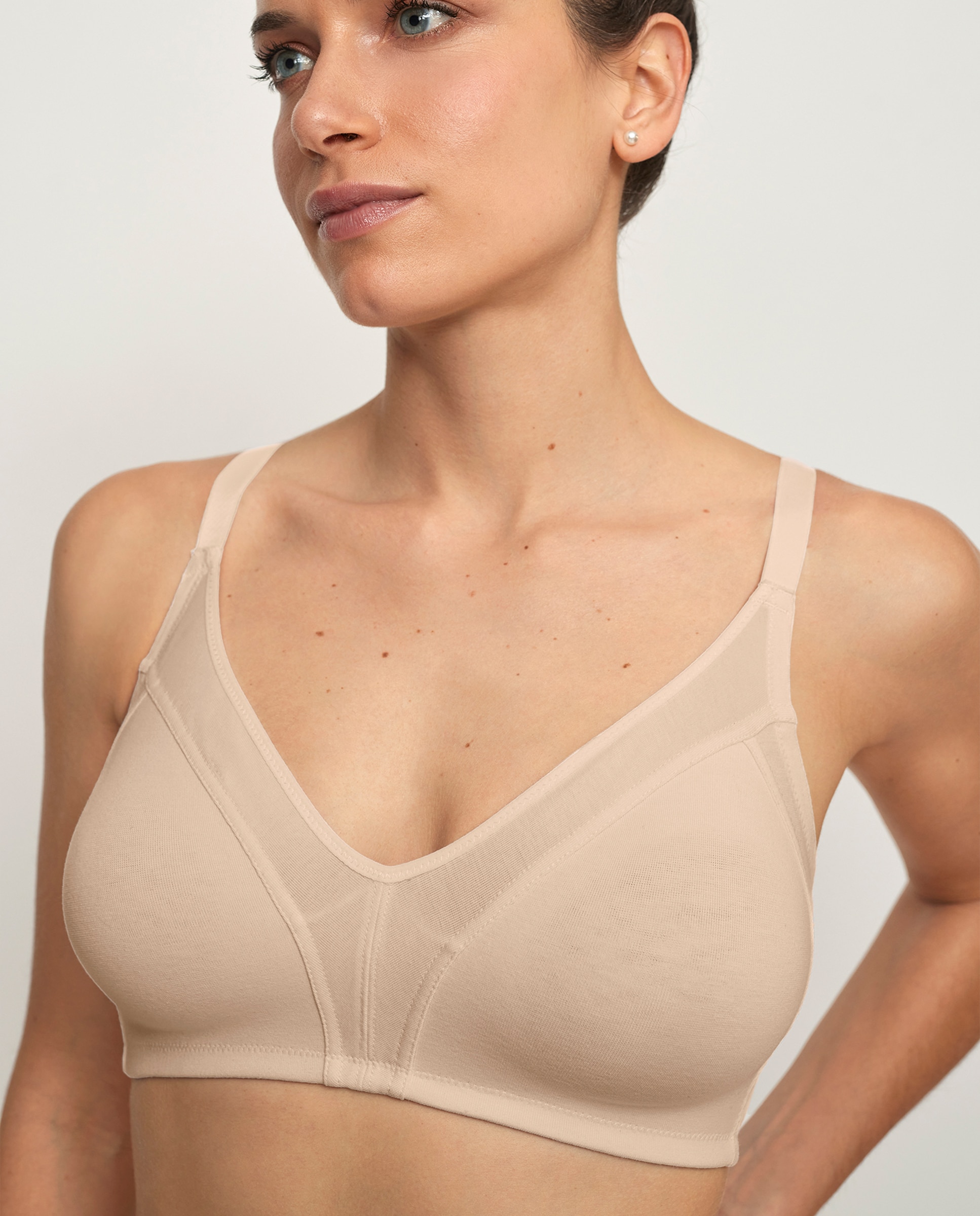 Sujetador de algodón sin aros y sin relleno - Promise - Beige Beige-1
