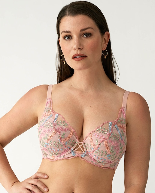 Imagen 0 de Sujetador sin copa halter con bordado floral pastel