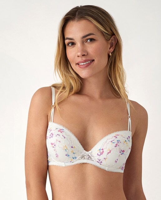Imagen 0 de Sujetador push-up de encaje floral multicolor