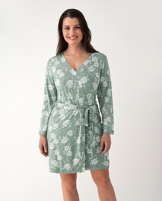 Imagen 0 de Bata de mujer tipo kimono modal floral con cinturón