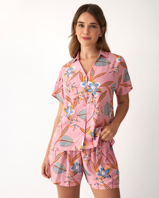 Imagen 0 de Pijama de mujer de short con camiseta abotonada de manga corta viscosa