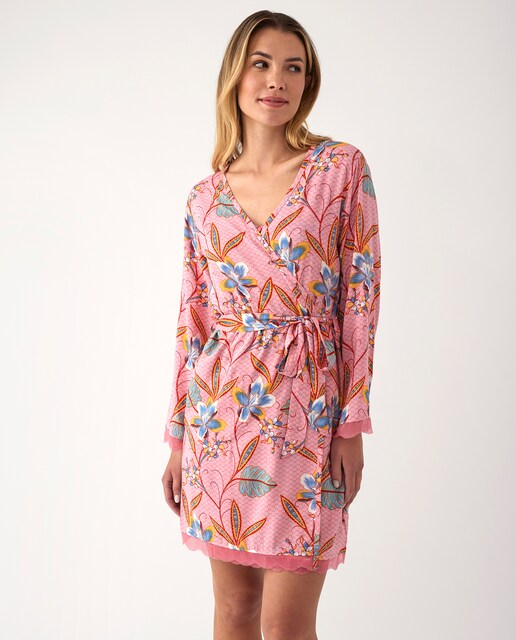 Imagen 0 de Bata de mujer tipo kimono viscosa floral con cinturón