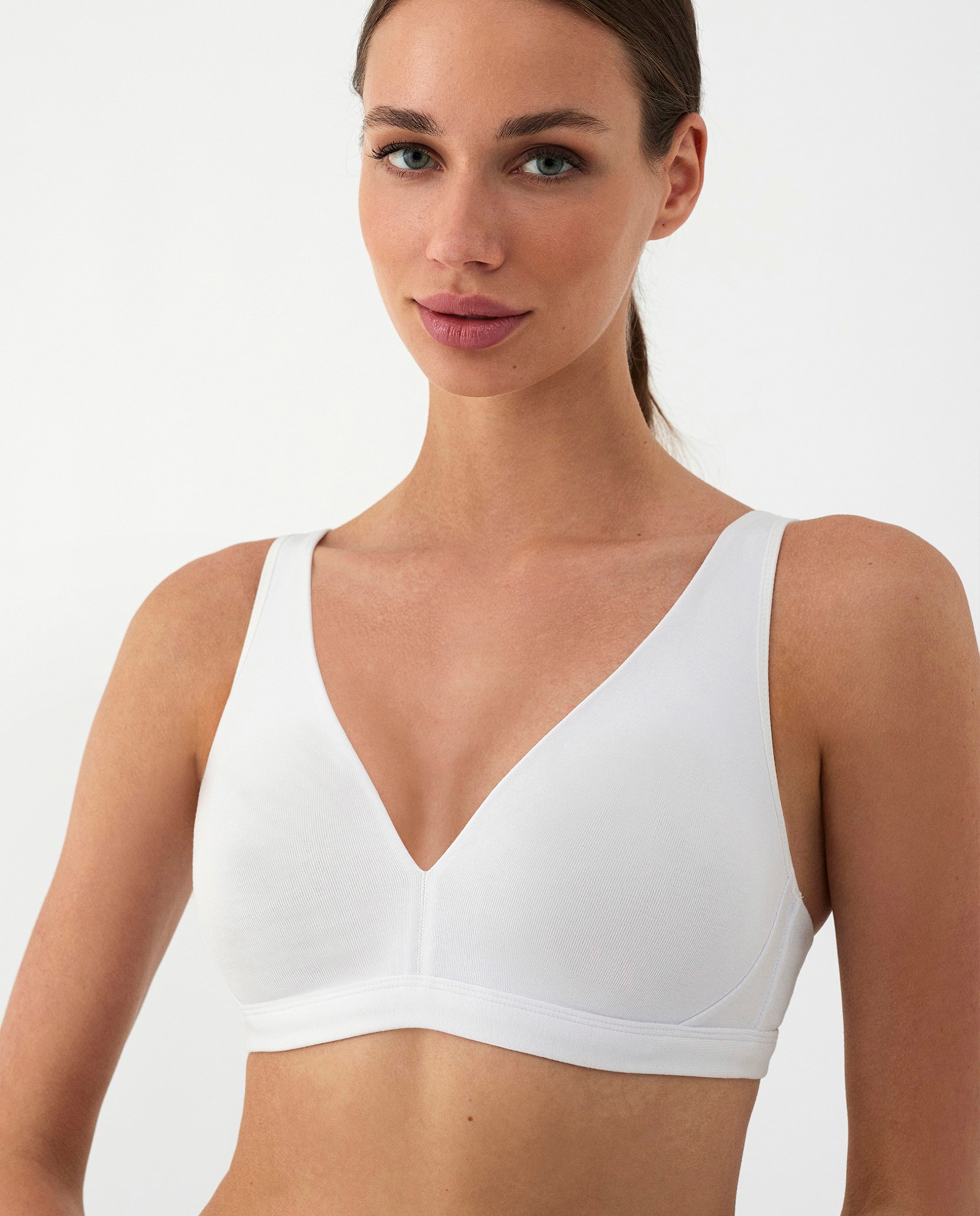 Imagen 0 de Sujetador halter de algodón sin aros Blanco