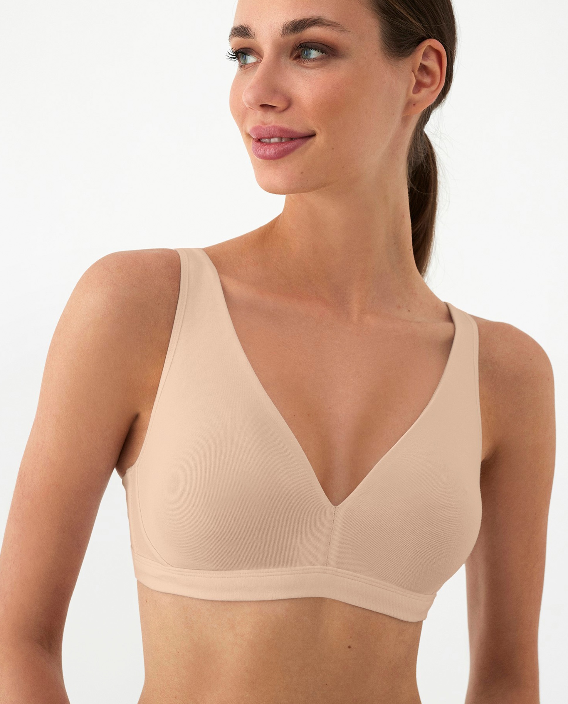 Sujetador halter de algodón sin aros - Promise - Beige Beige-1