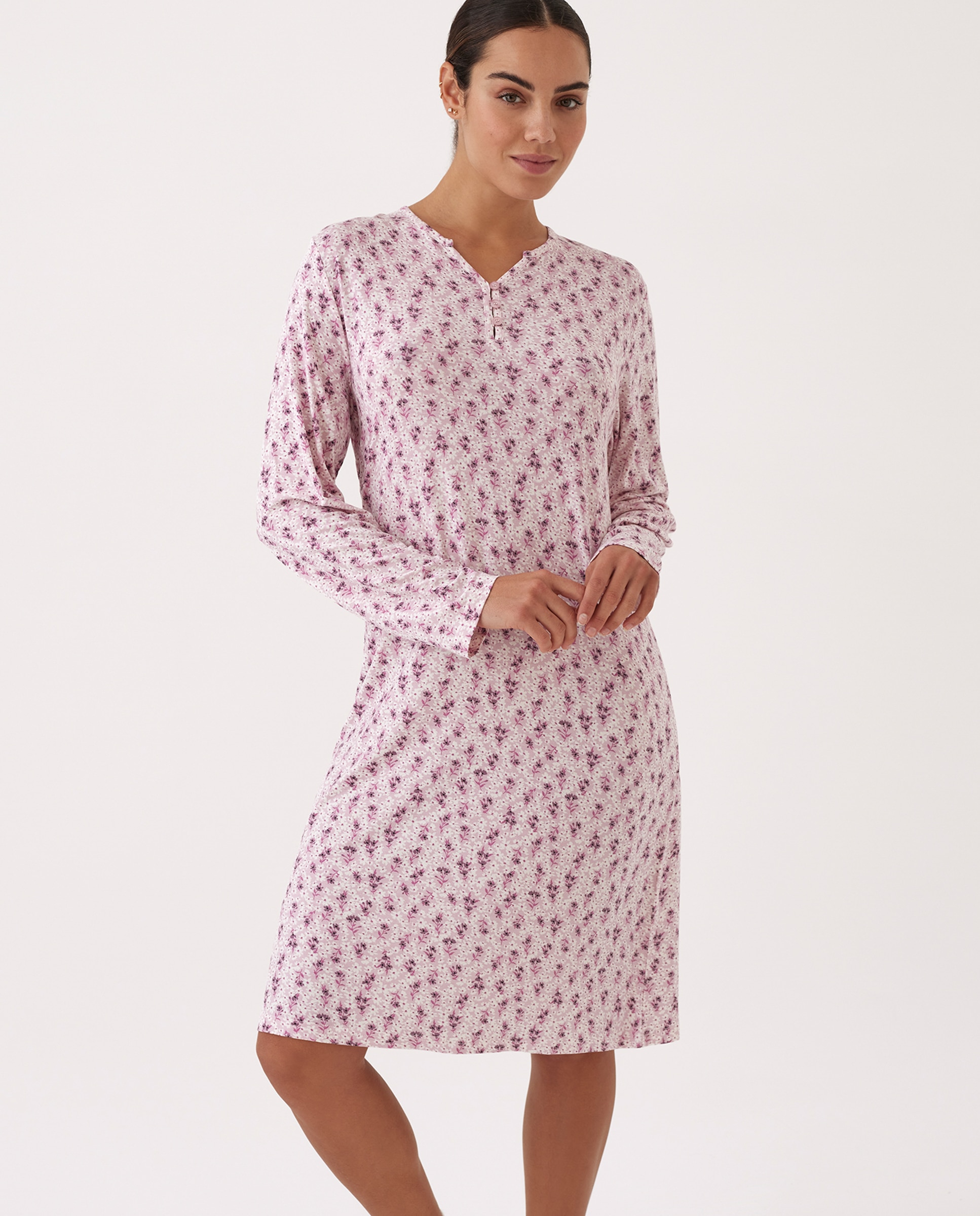 Camisón de manga larga con estampado floral
