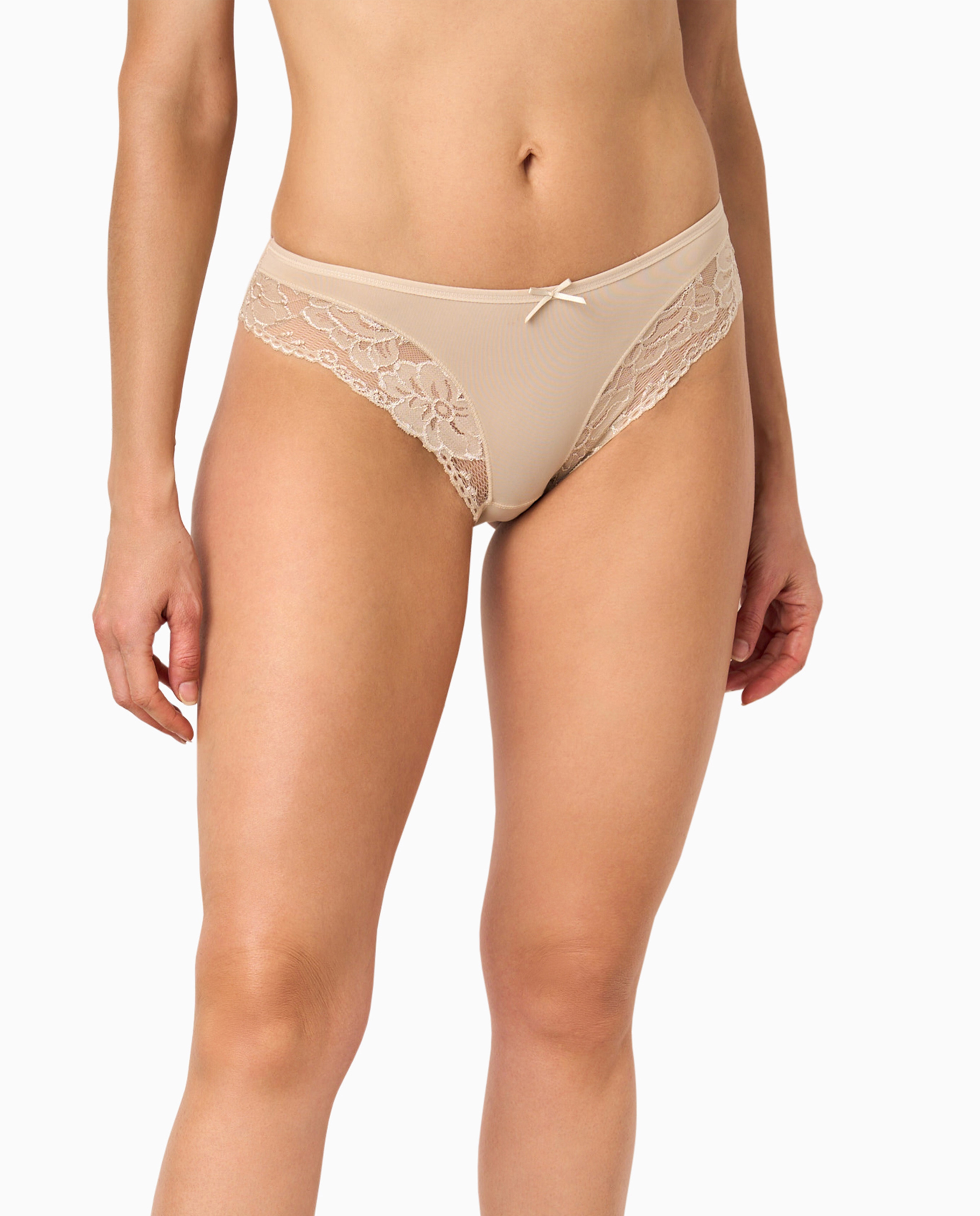 Braguita bikini con blonda y lacito decorativo - Promise - Beige Beige-1