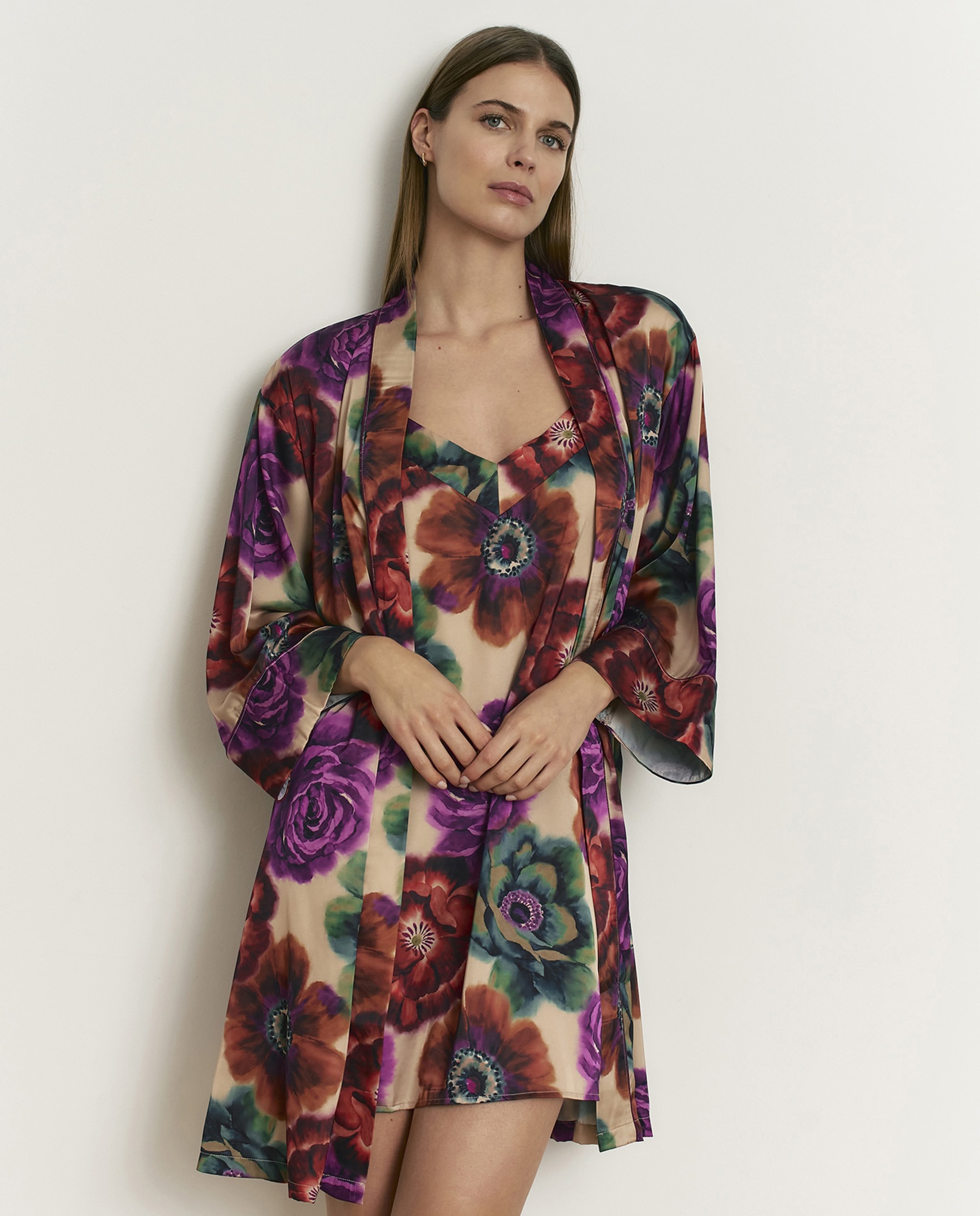 Imagen 3 de Bata de mujer con tacto suave y estampado - Promise - Violeta Violeta