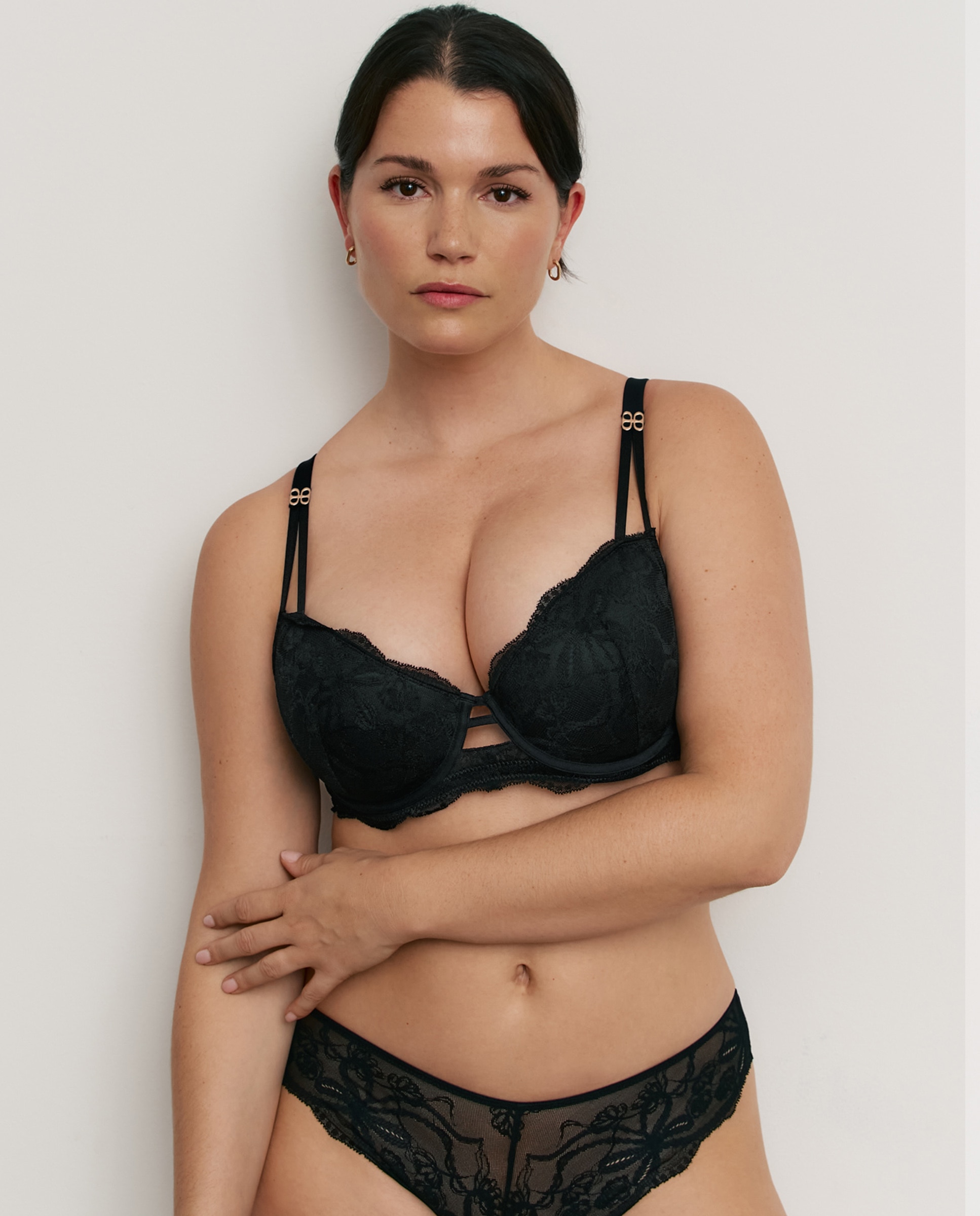 Sujetador con aro de mujer con copa de foam y encaje - Promise - Negro Negro-6