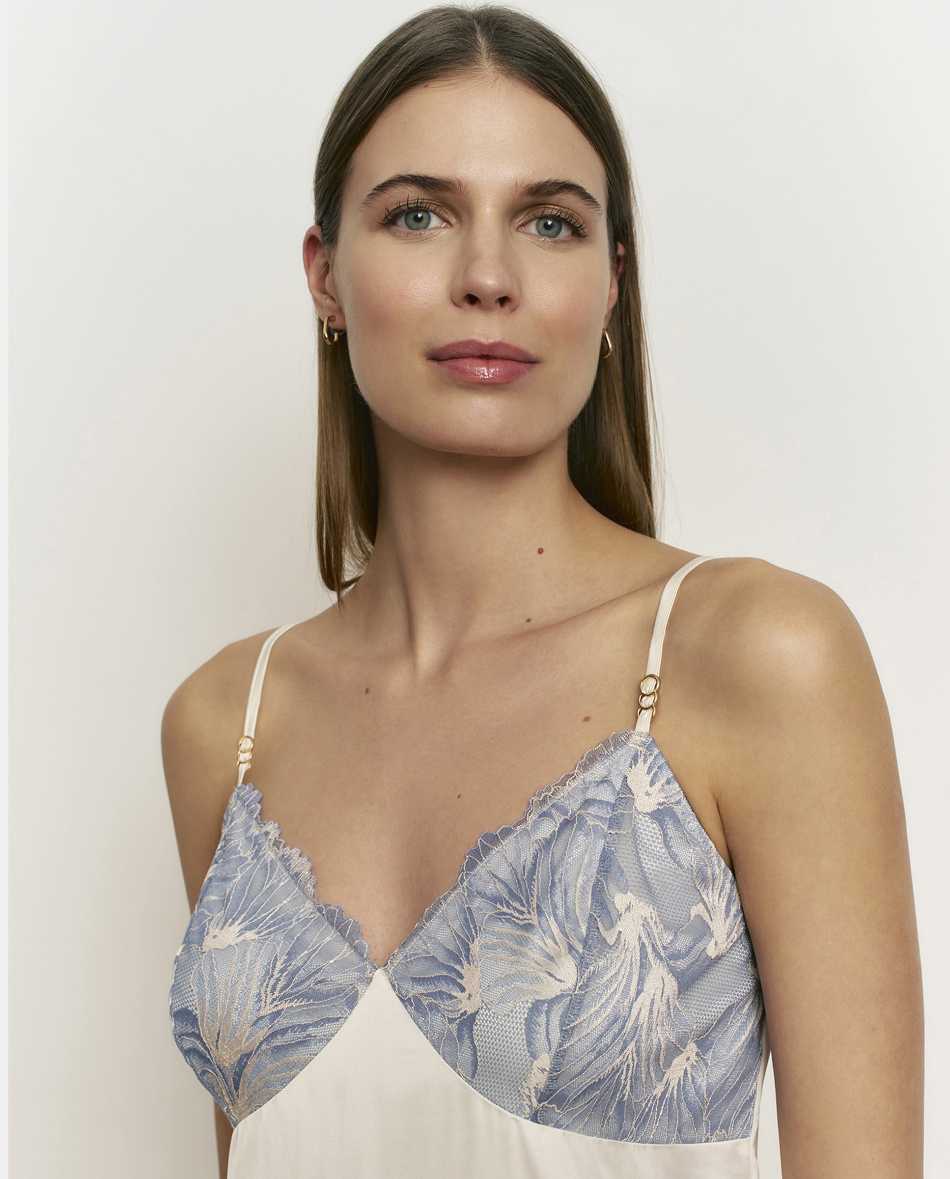 Camisón de mujer con encaje y tirantes - Promise - Azul grisáceo Azul grisáceo-6