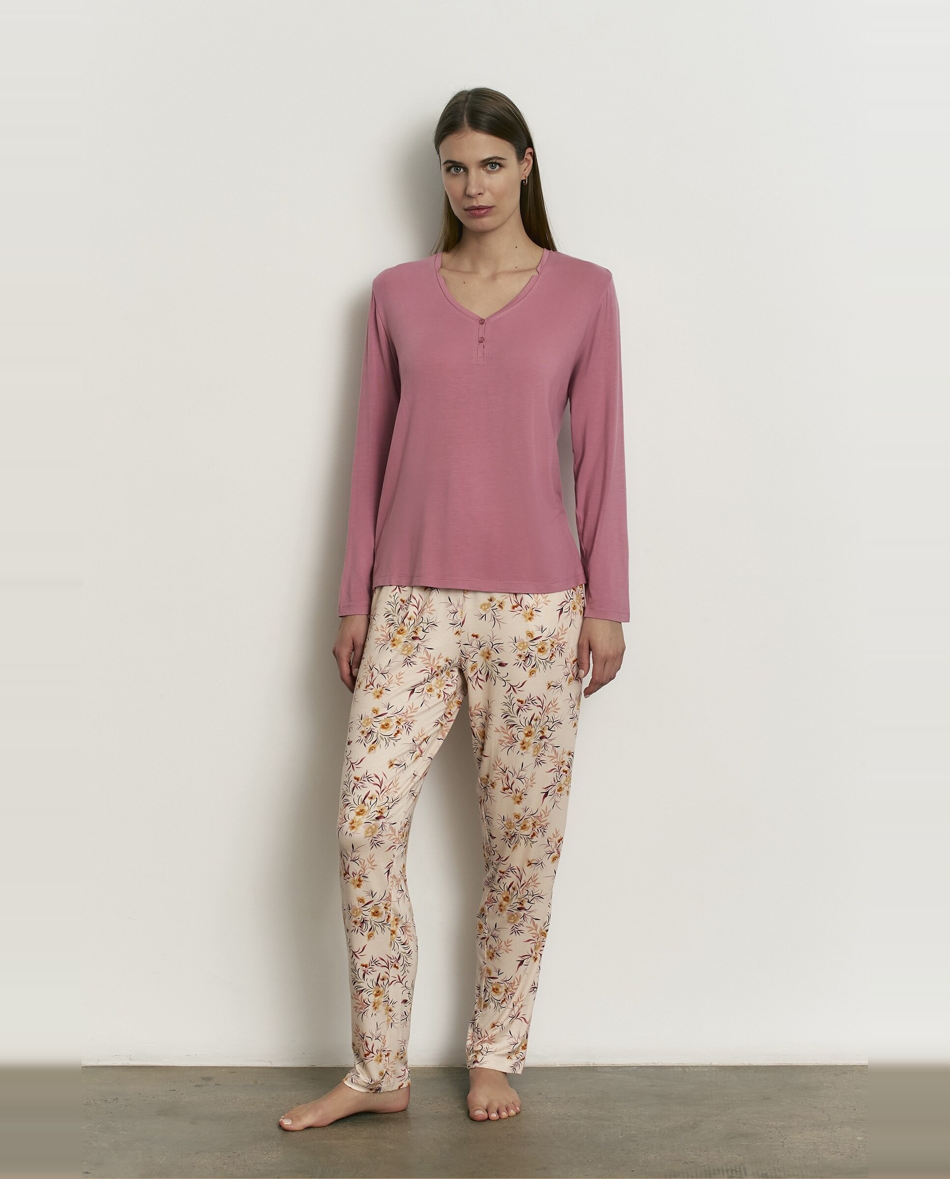 Pijama completo de mujer con manga larga y pantalón largo - Promise - Maquillaje Maquillaje-1
