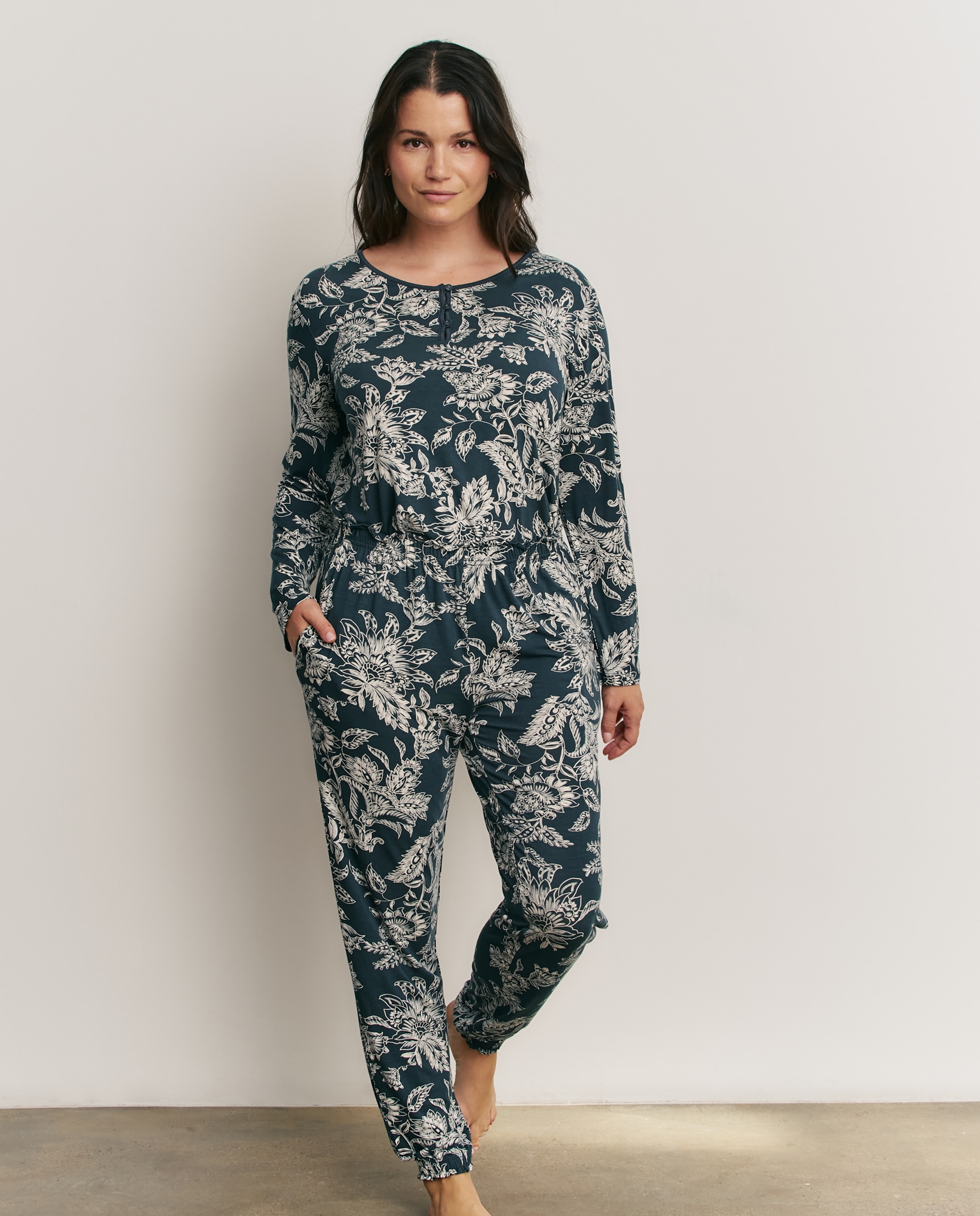 Pijama completo de mujer con manga larga y puños - Promise - Marino Marino-1