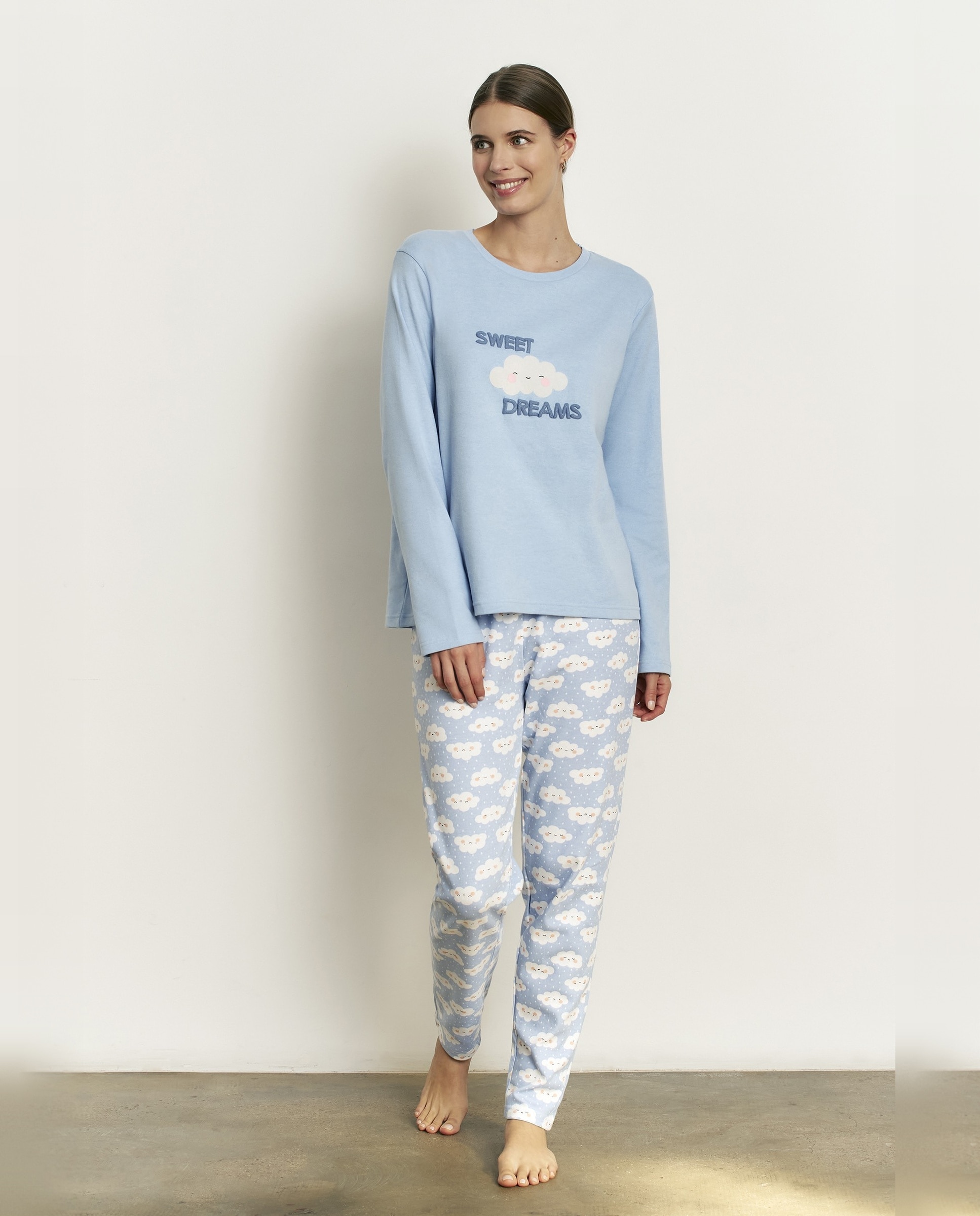 Imagen 0 de Pijama completo de mujer con manga larga y pantalón largo Azul
