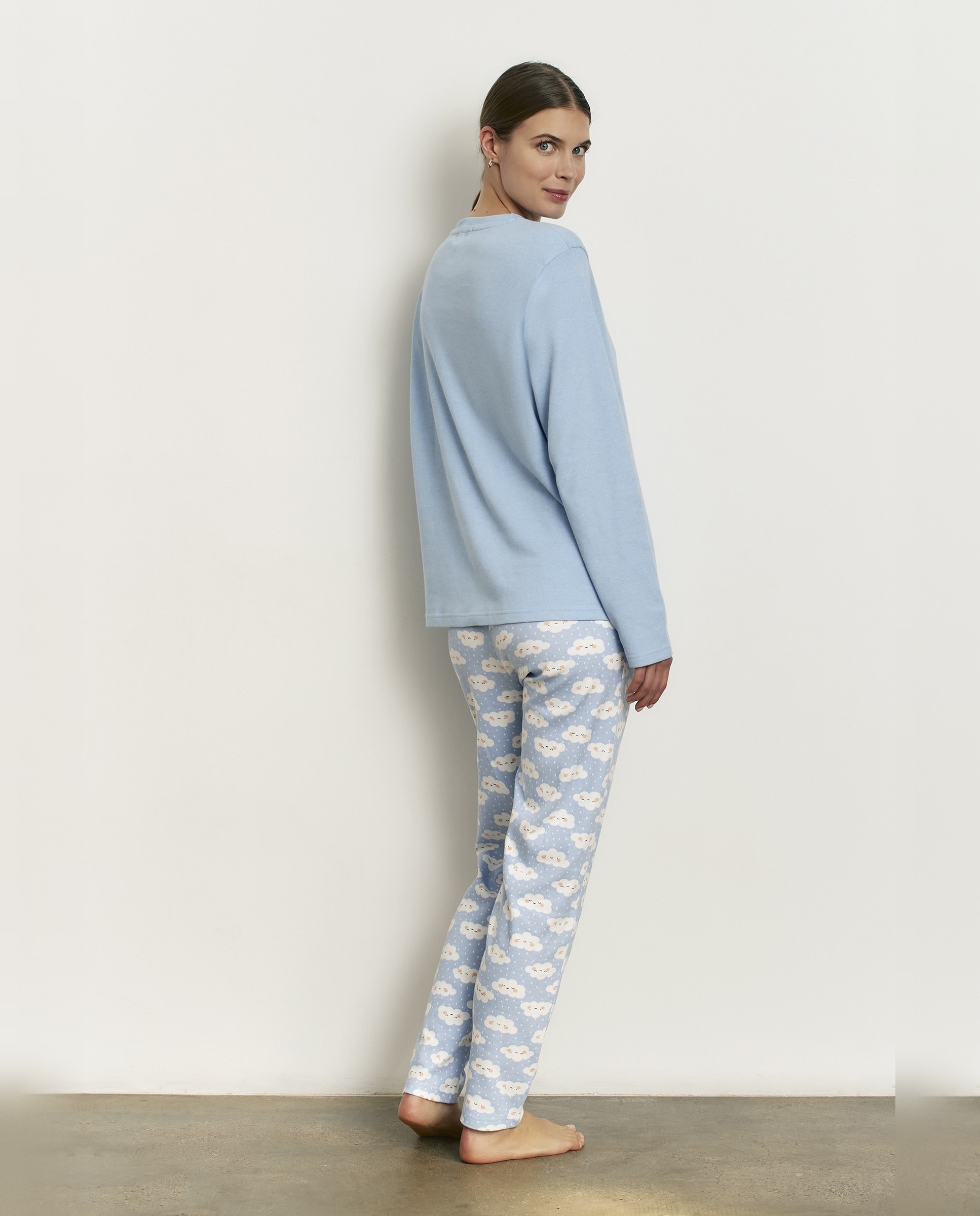 Imagen 2 de Pijama completo de mujer con manga larga y pantalón largo - Promise - Azul Azul