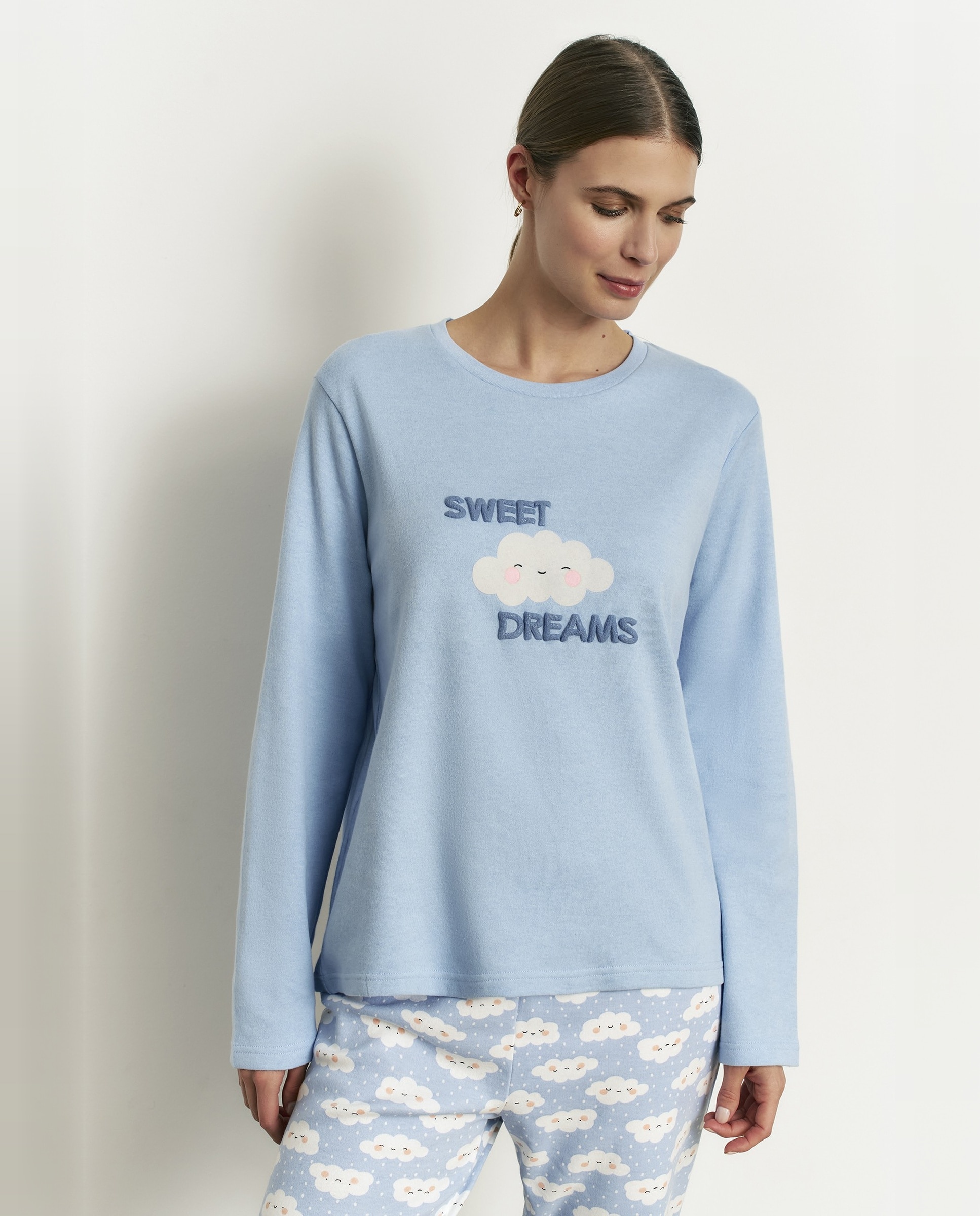 Imagen 3 de Pijama completo de mujer con manga larga y pantalón largo - Promise - Azul Azul