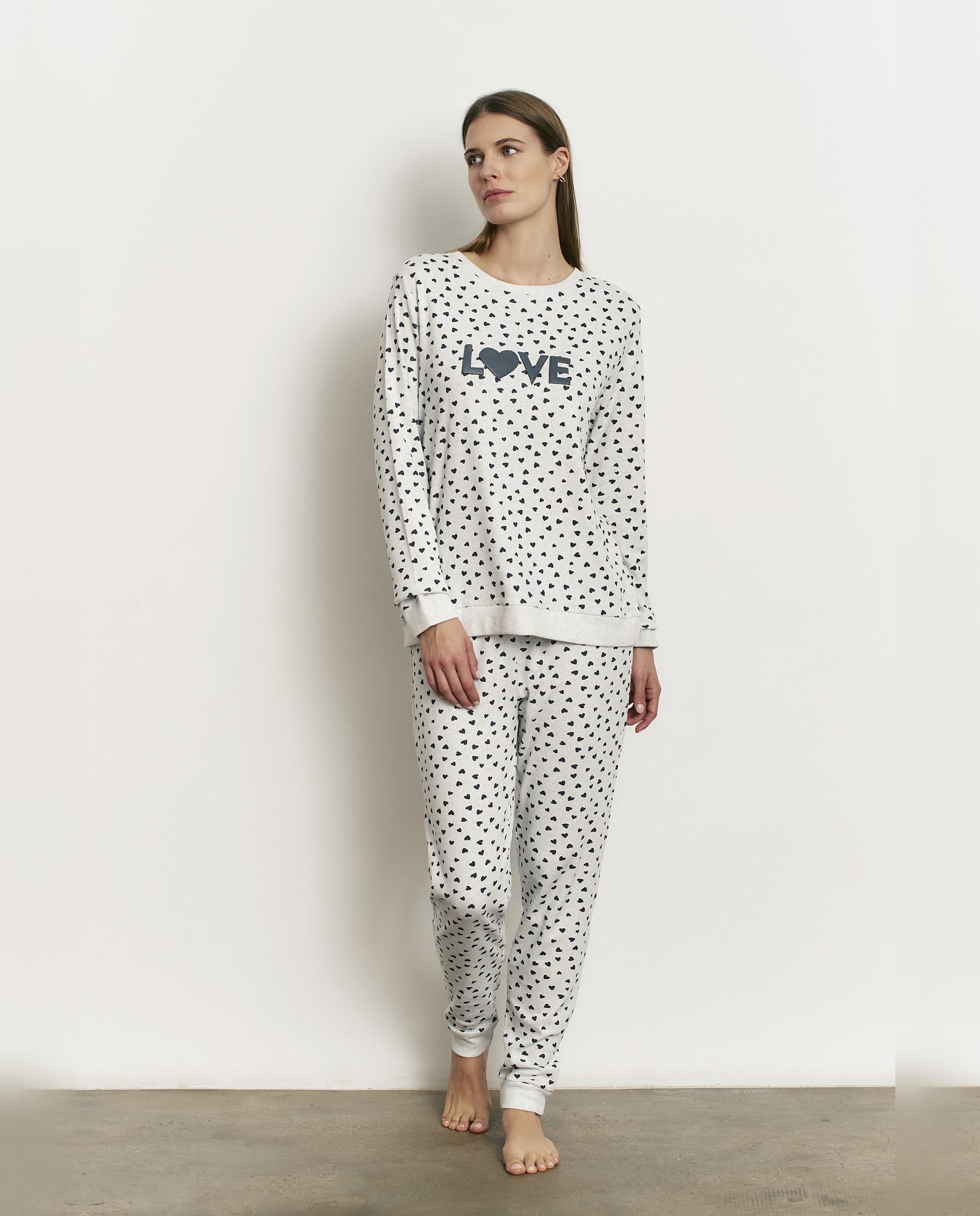 Imagen 0 de Pijama completo de mujer con manga larga y pantalón largo Gris