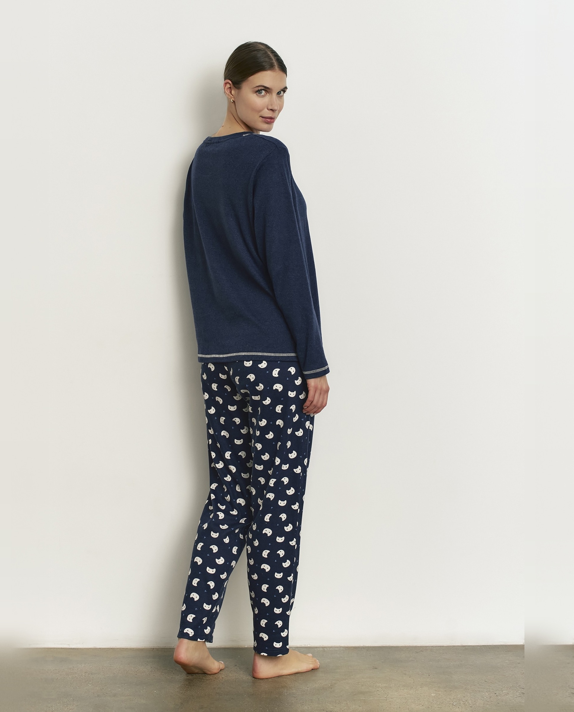 Imagen 2 de Pijama completo de mujer con manga larga y pantalón largo - Promise - Marino Marino
