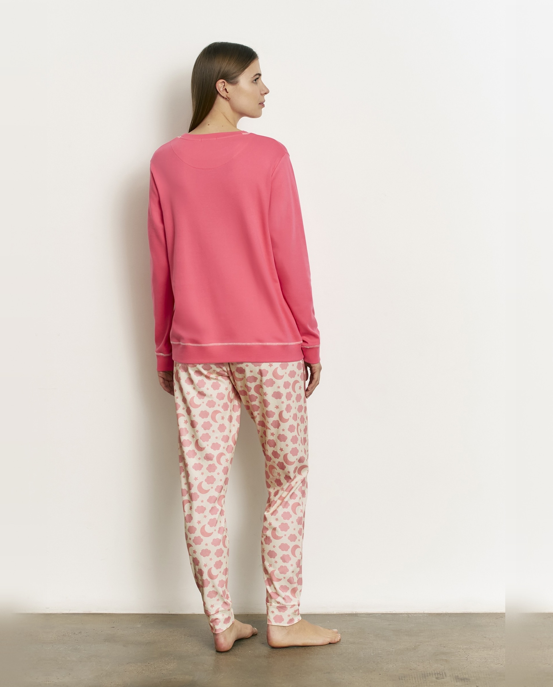 Pijama completo de mujer con bordado y manga larga - Promise - Coral Coral-2