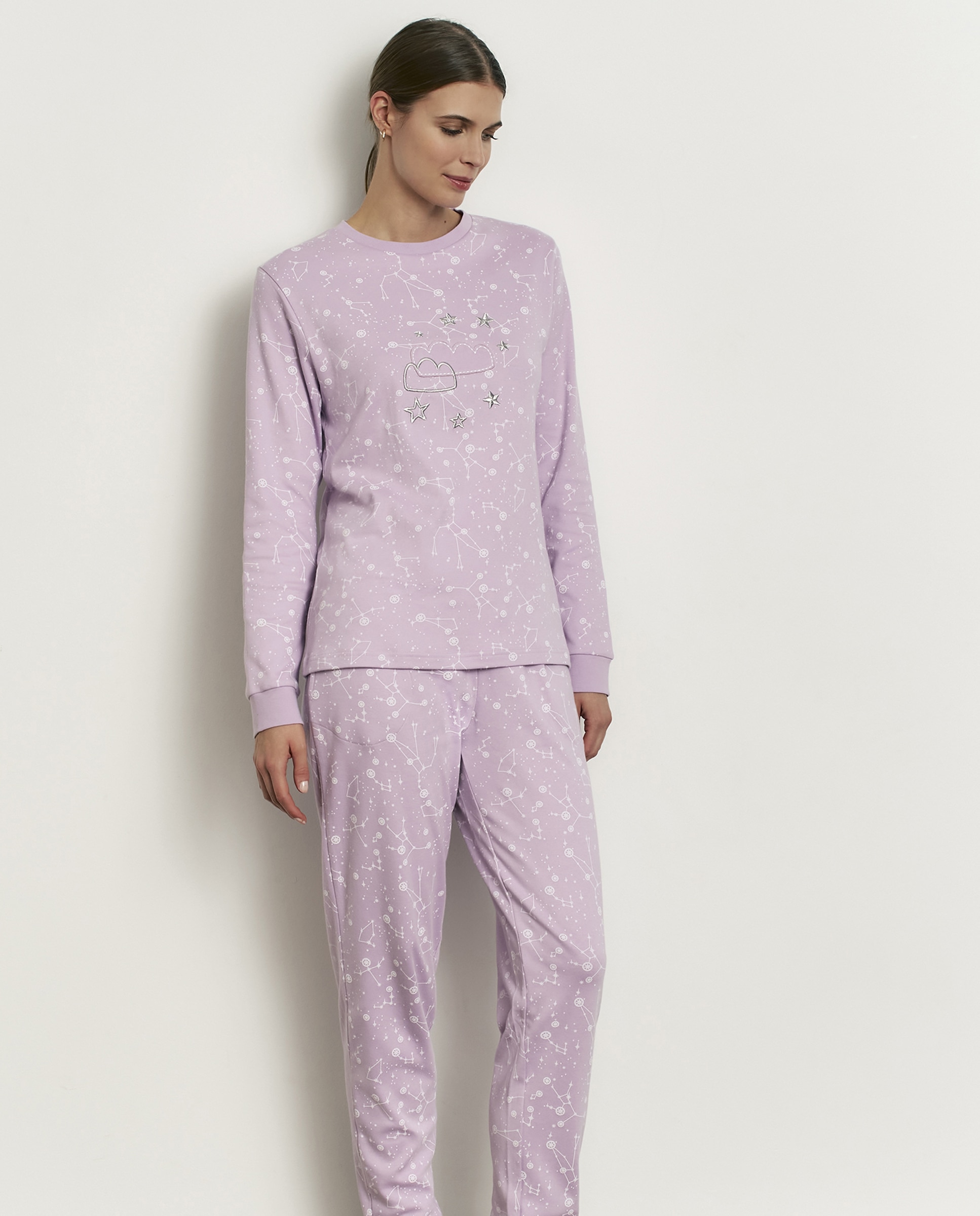 Imagen 0 de Pijama completo de mujer con manga larga y pantalón largo Malva