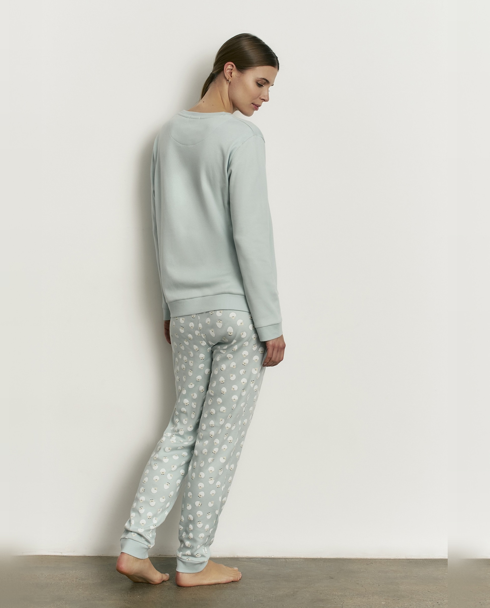 Pijama completo de mujer con manga larga y pantalón largo - Promise - Azul Azul-2