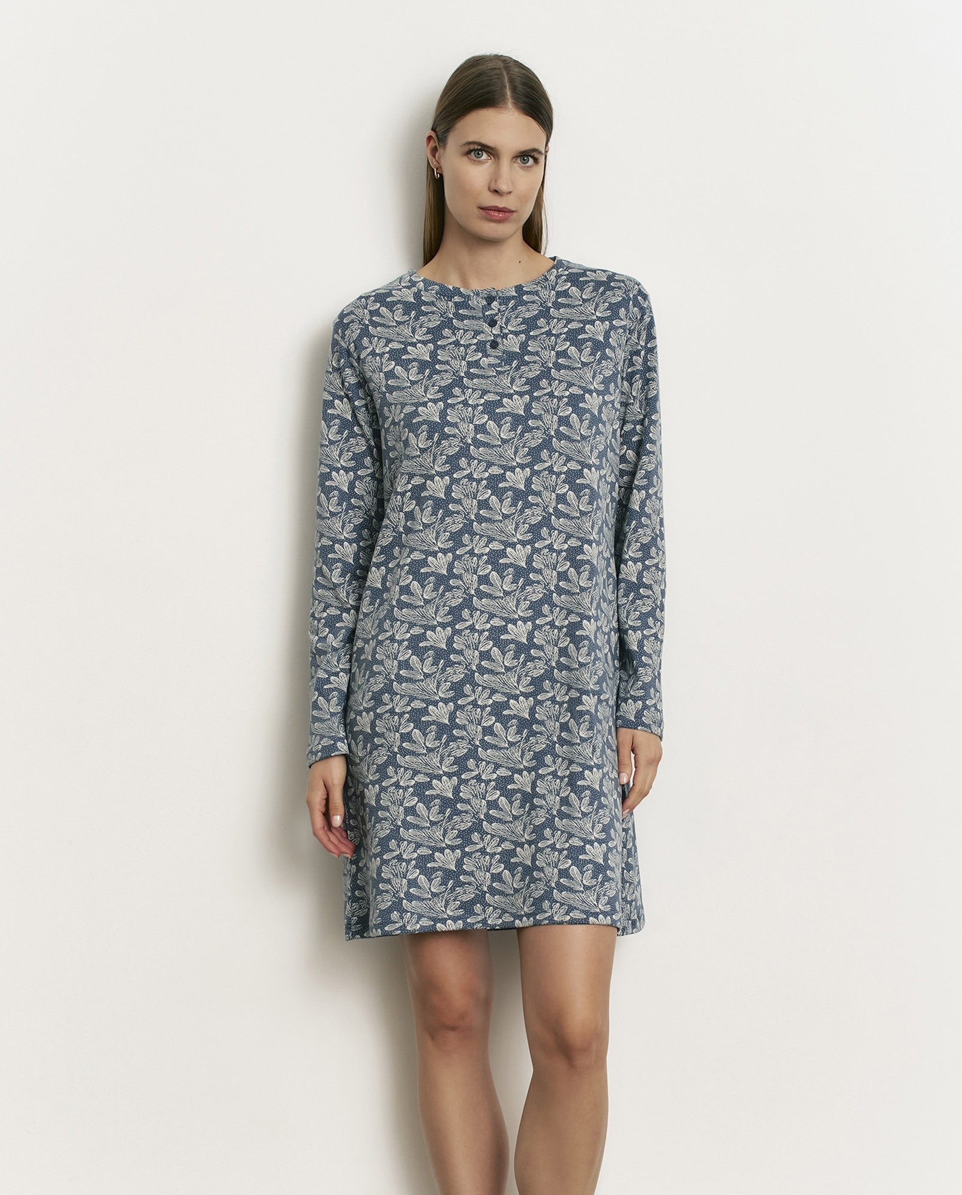 Camisón de mujer con manga larga y algodón - Promise - Marino Marino-1