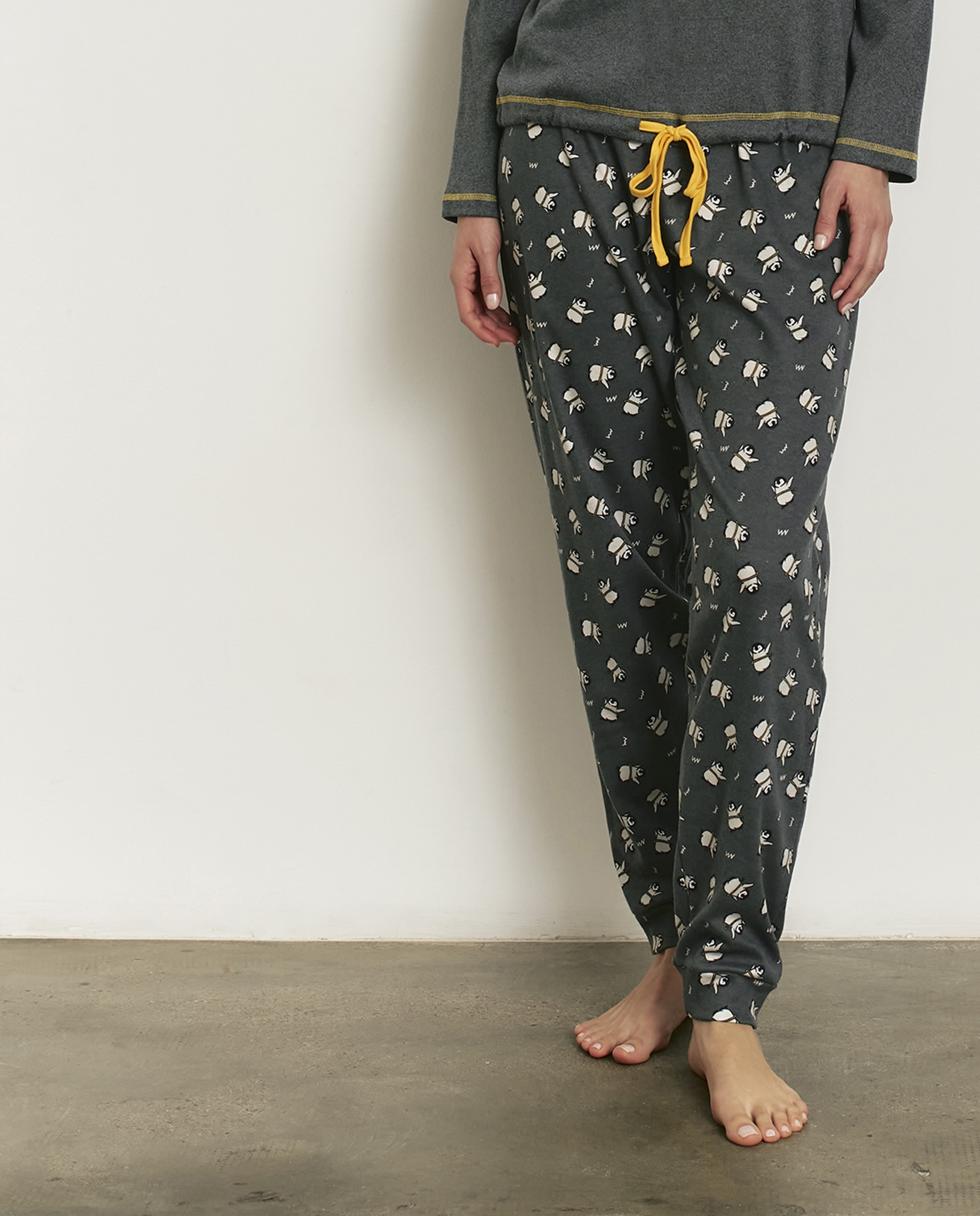 Pijama completo de mujer con manga larga y pantalón largo - Promise - Gris oscuro Gris oscuro-1