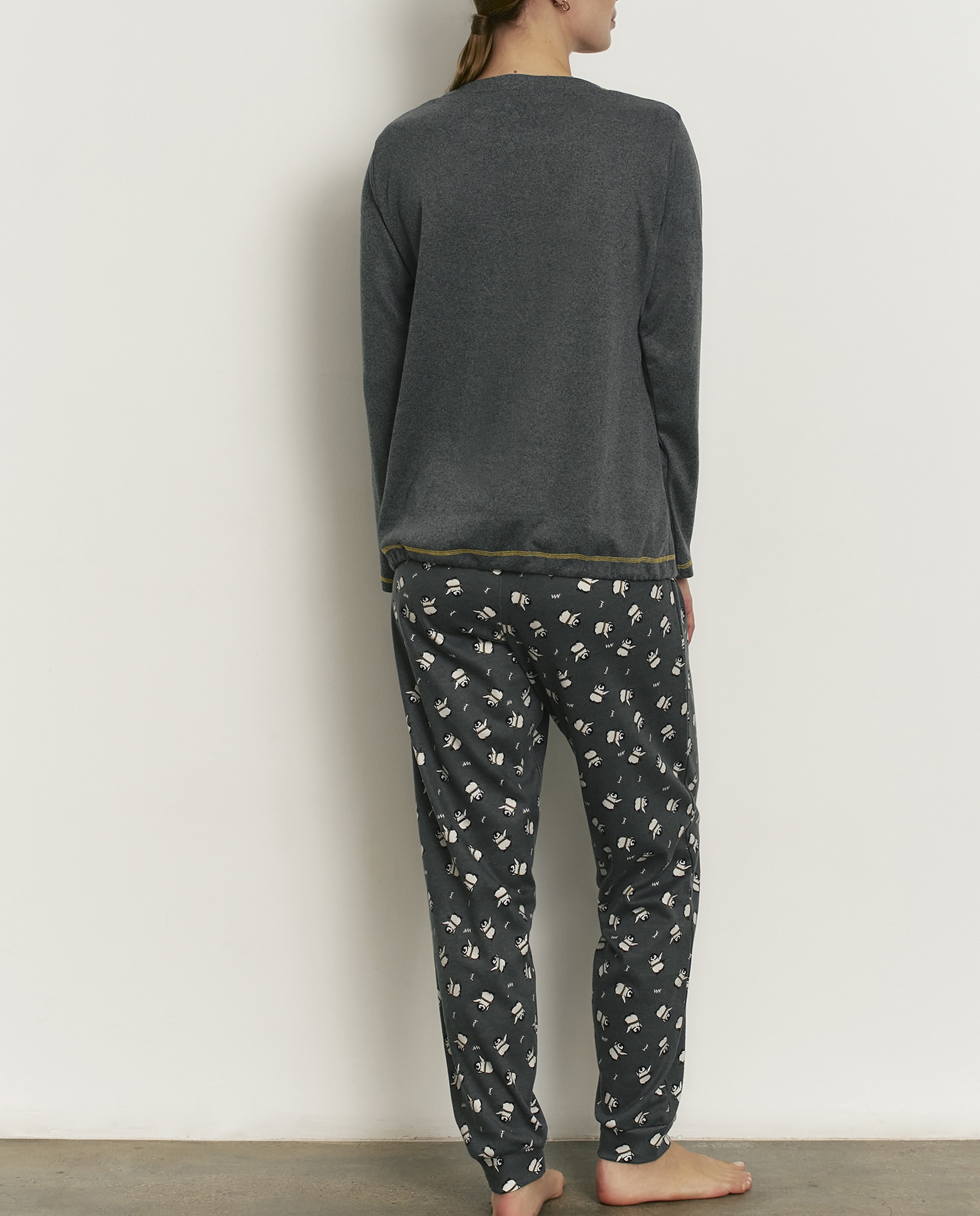 Pijama completo de mujer con manga larga y pantalón largo - Promise - Gris oscuro Gris oscuro-2