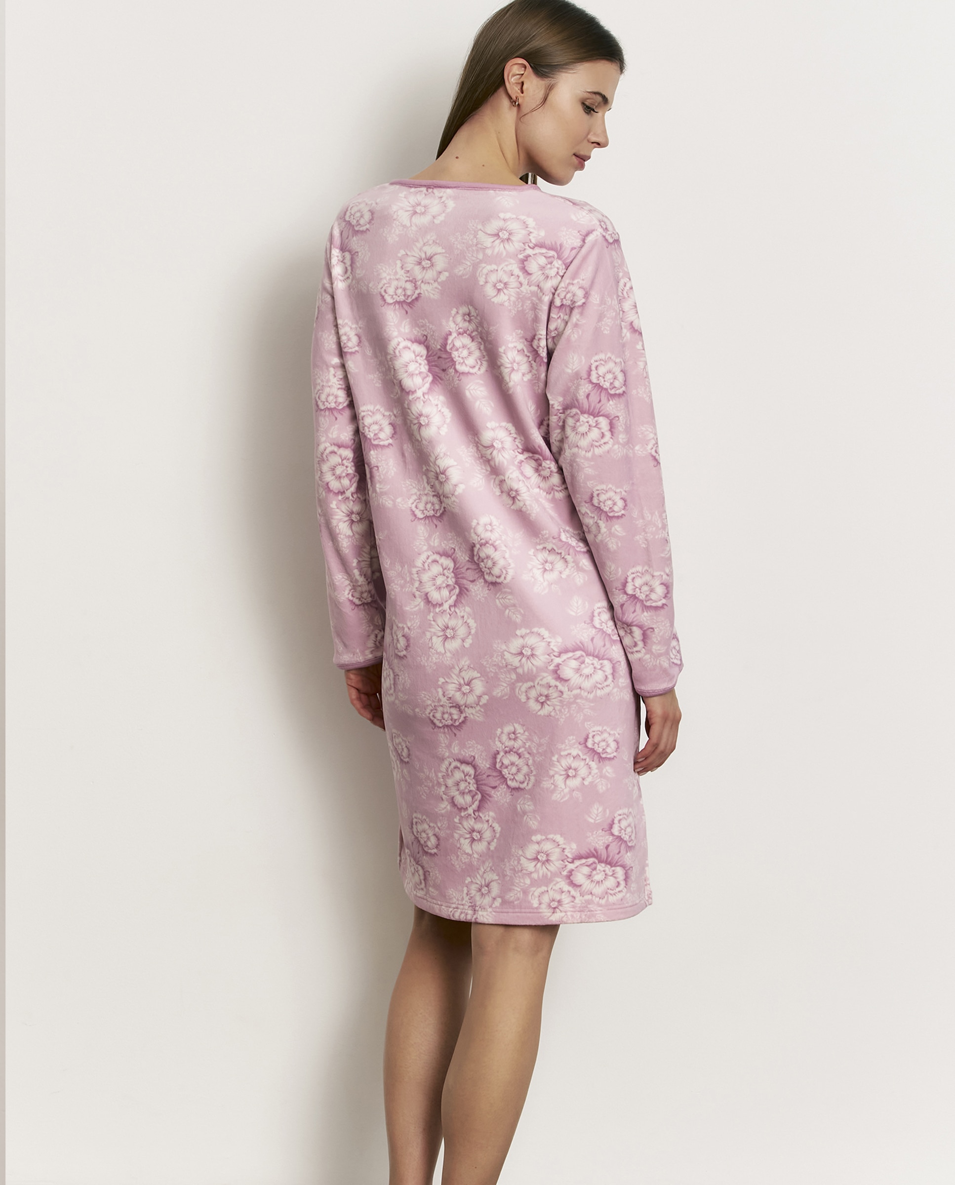 Pijama completo de mujer con manga larga y terciopelo - Promise - Rosa Rosa-2