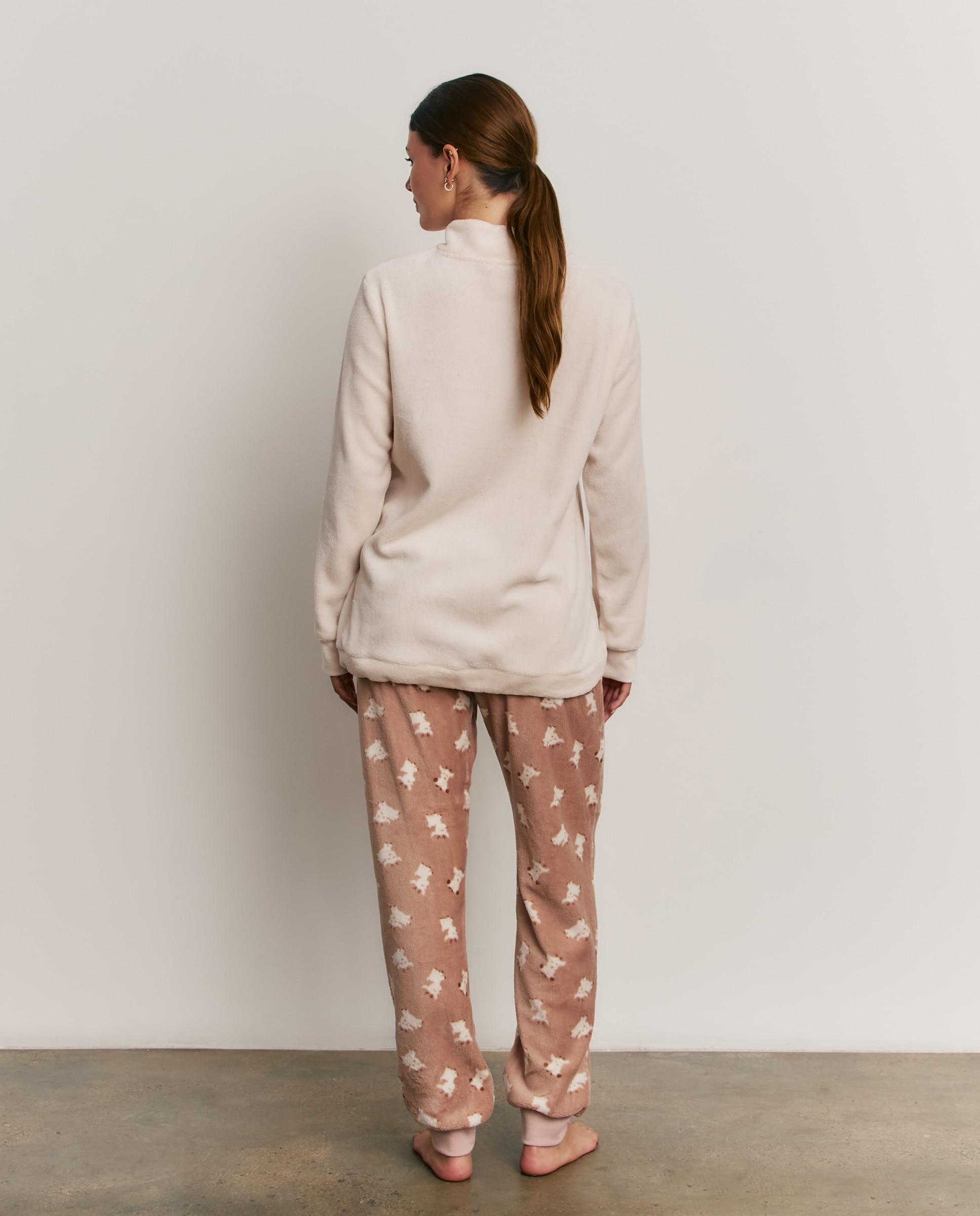 Pijama completo de mujer con manga larga y pantalón largo - Promise - Beige Beige-2