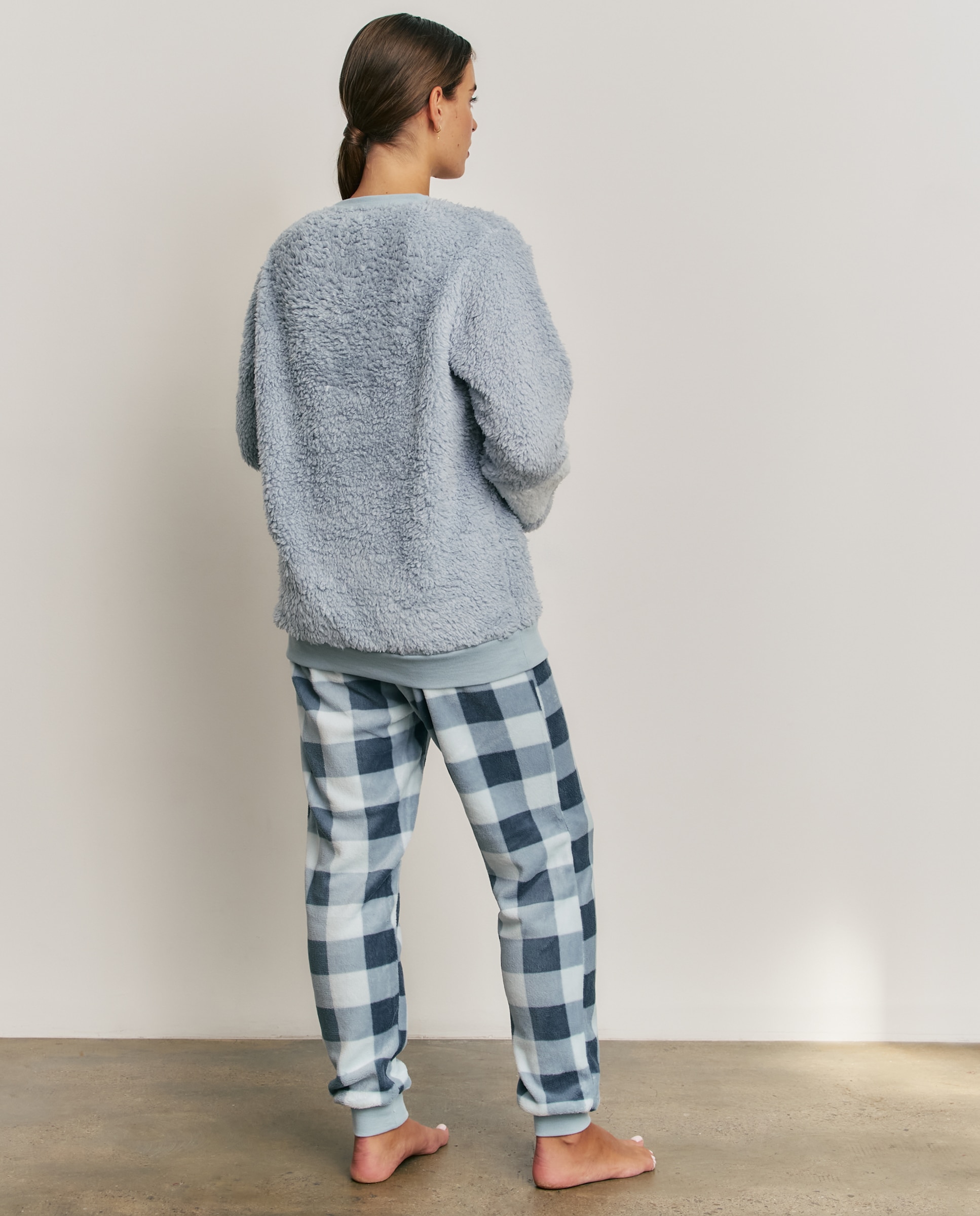 Pijama completo de mujer con manga larga y pantalón largo - Promise - Azul Azul-2